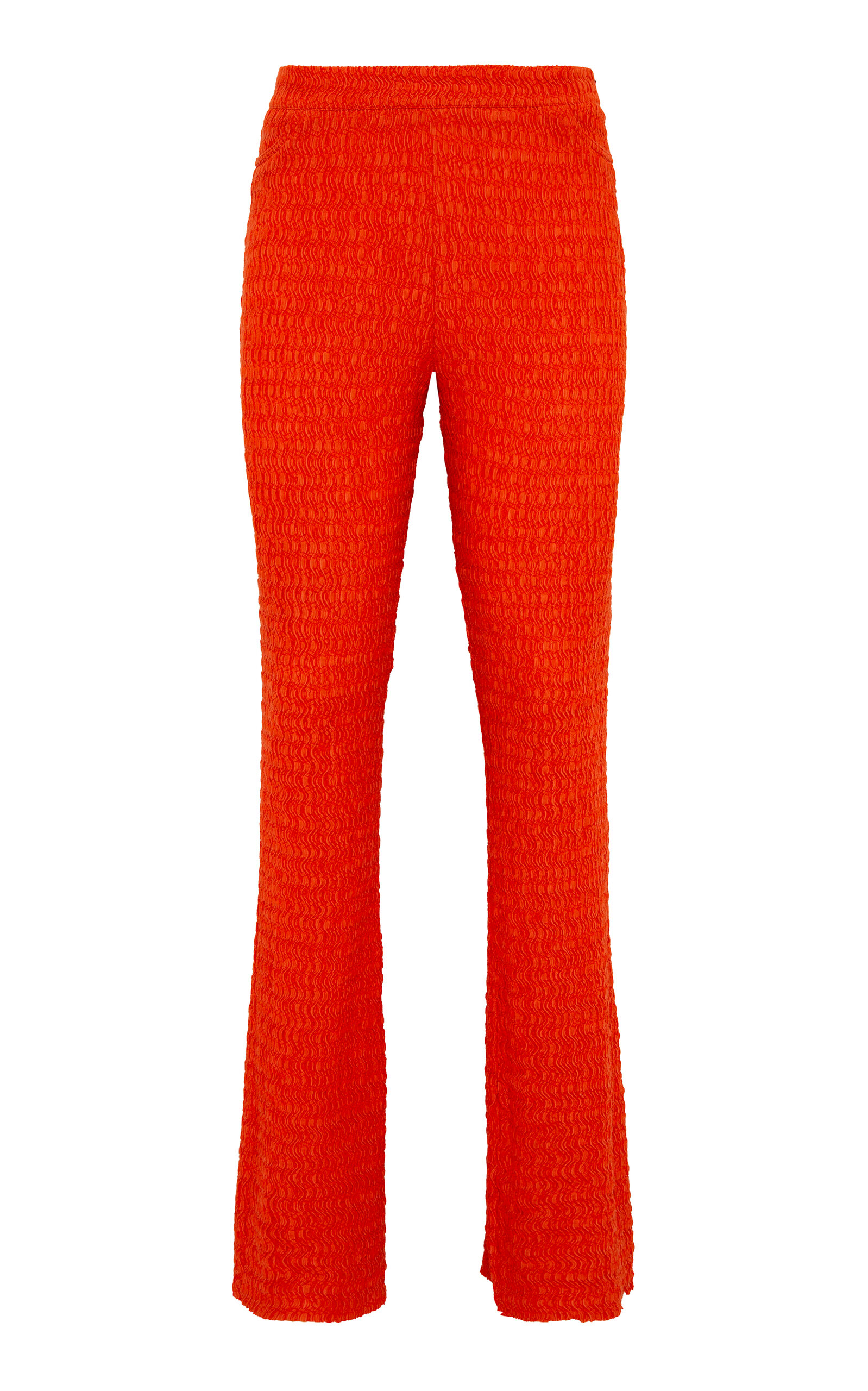 Siedres Feny Textured Cotton-blend Flare Pants In Orange