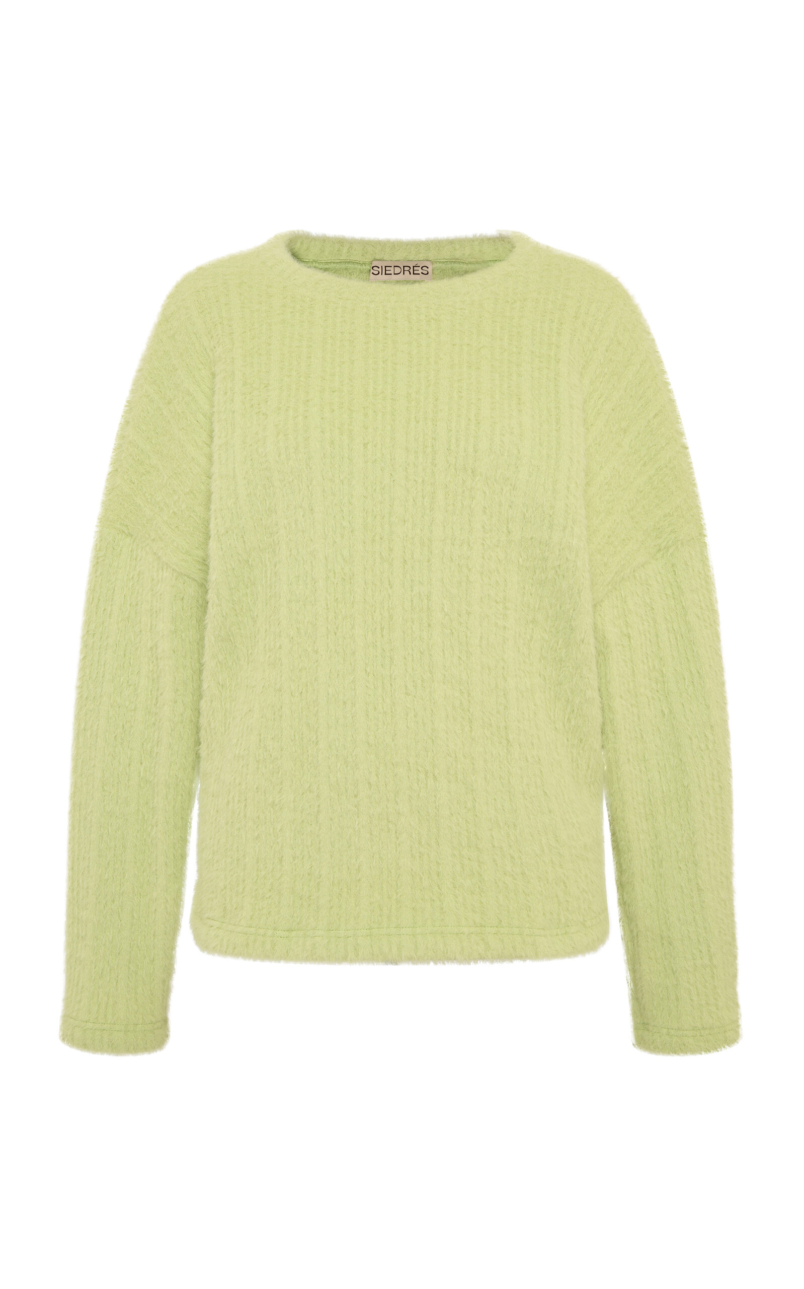 Siedres Mic Logo-appliqué Detailed Crewneck Knit Sweater In Lime Green