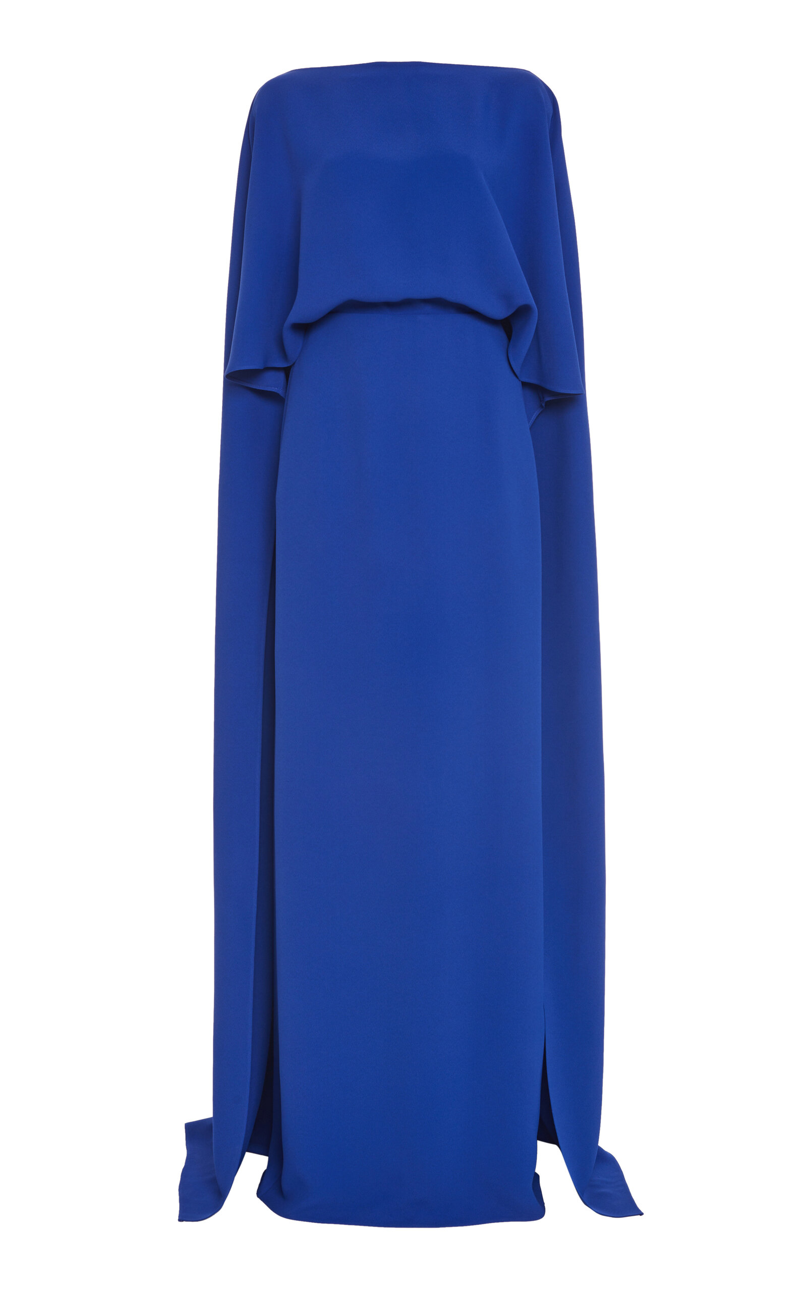 Valentino Garavani Cape-Detailed Silk Dress - Blue
