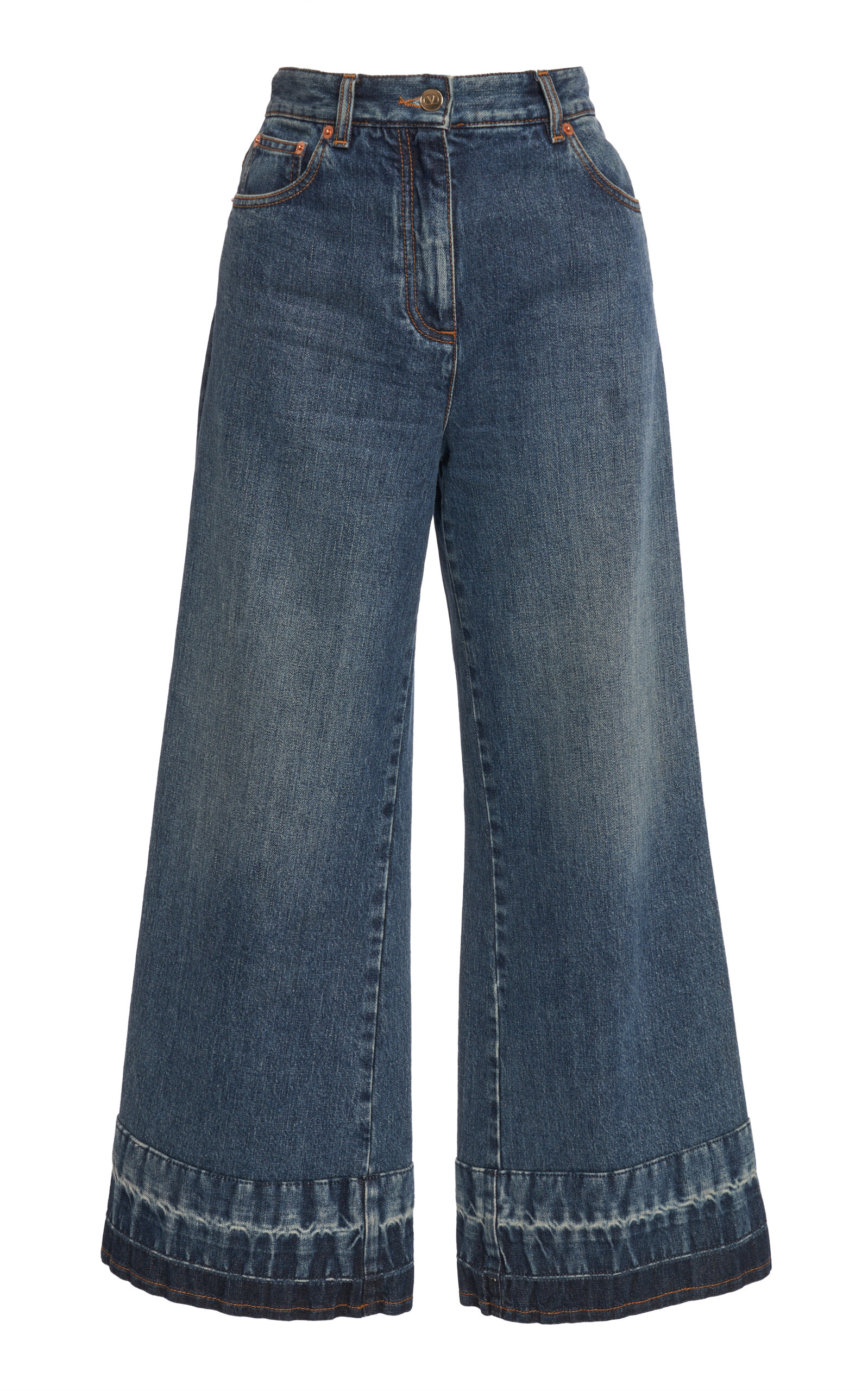Valentino Garavani logo-plaque wide-leg jeans - Blue