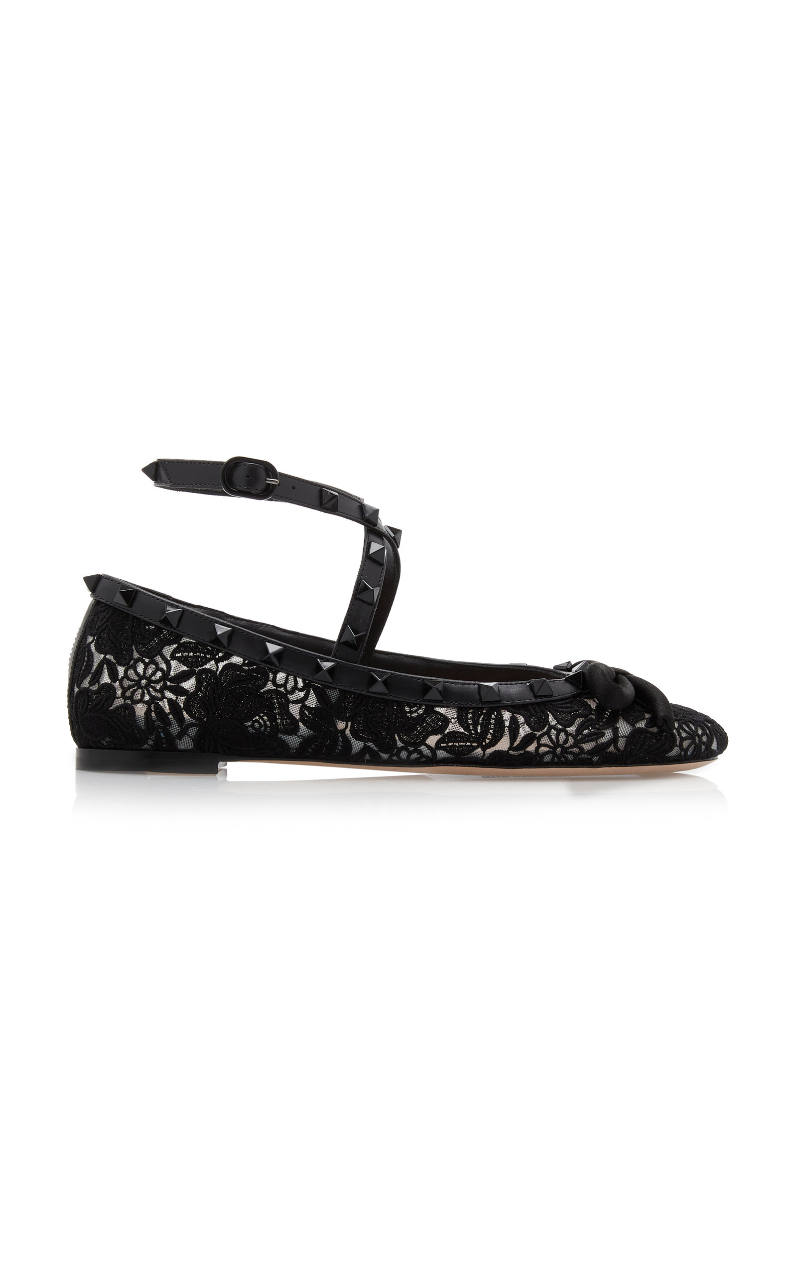 Valentino Garavani Rockstud Macrame Ballet Flats
