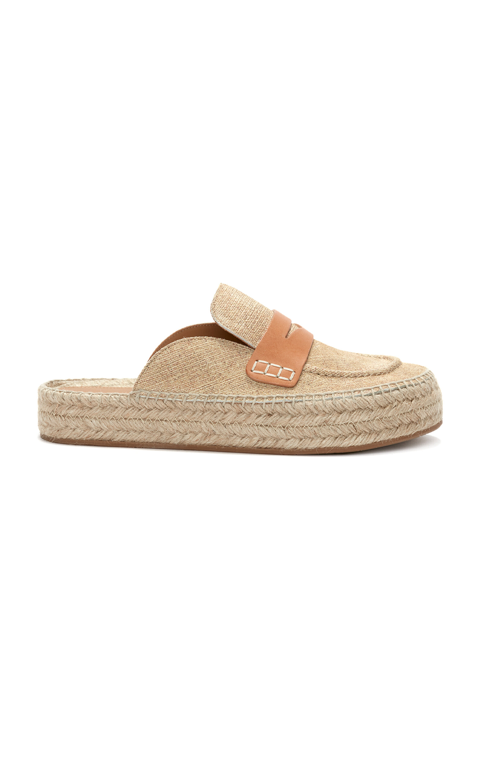 Shop Jw Anderson Leather Loafer Espadrillas In Tan