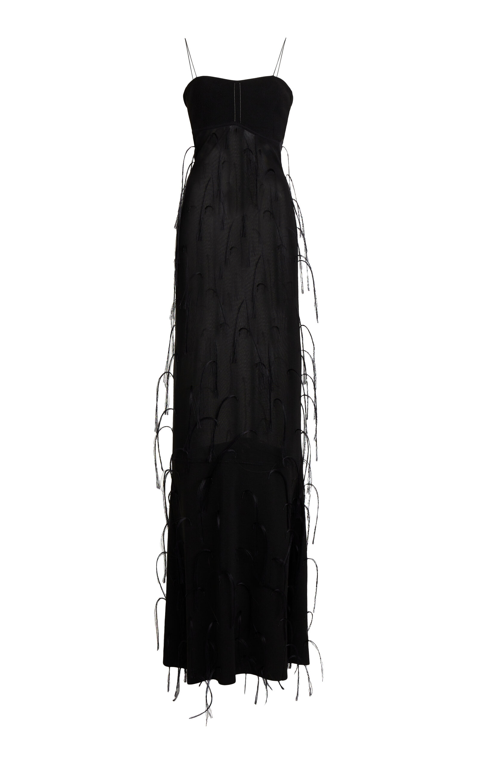 Shop Jacquemus Fino Fringed Gown In Black