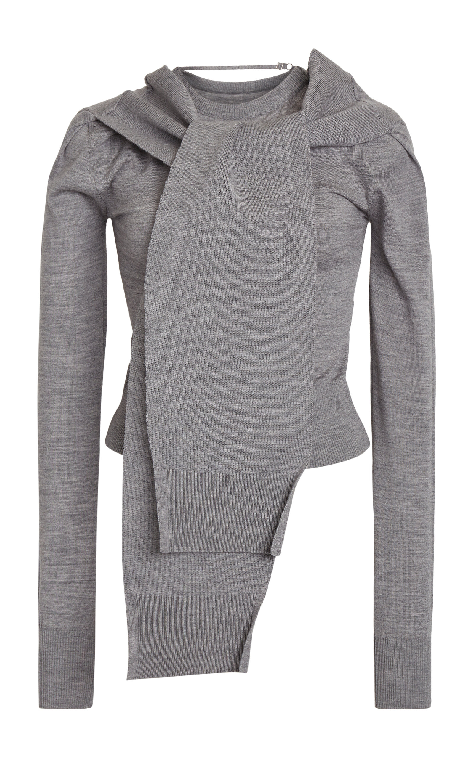 Shop Jacquemus Rica Draped Knit Wool Top In Grey
