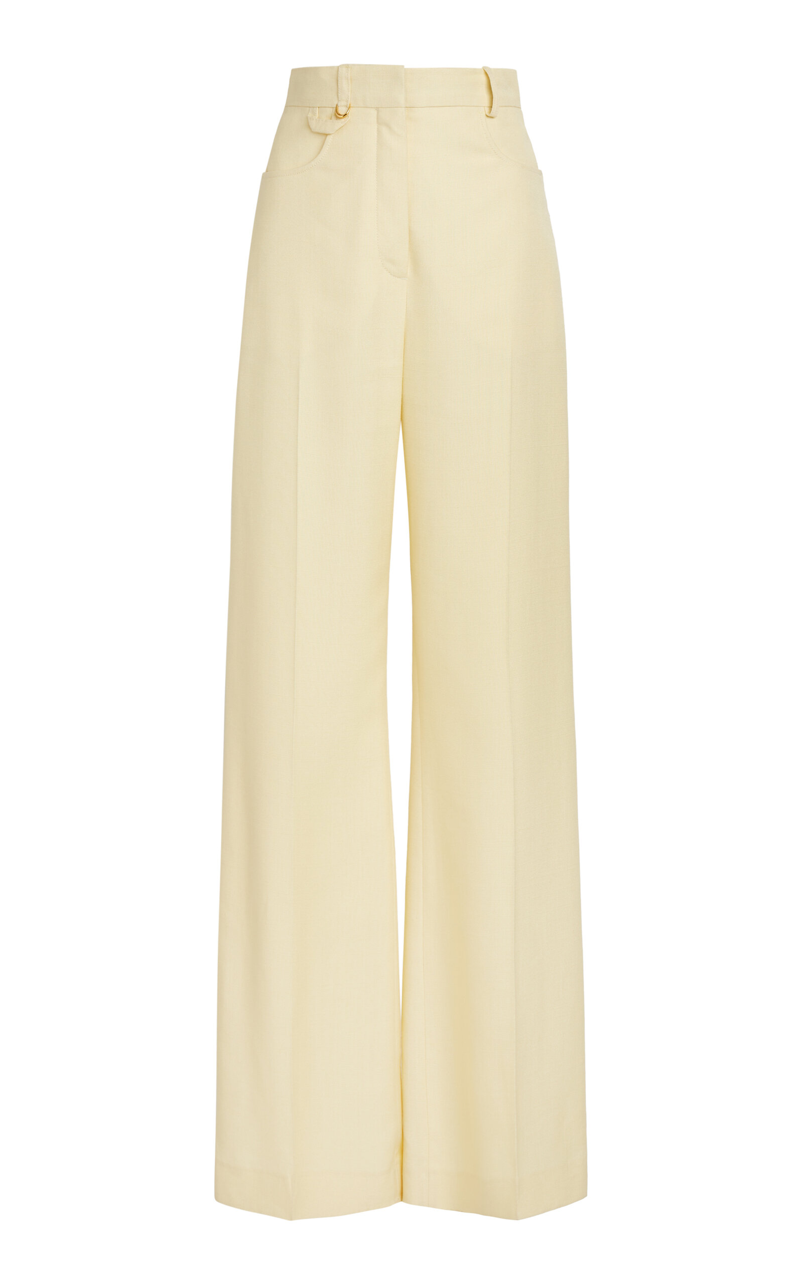 Shop Jacquemus Sauge Woven Wide-leg Trousers In Yellow