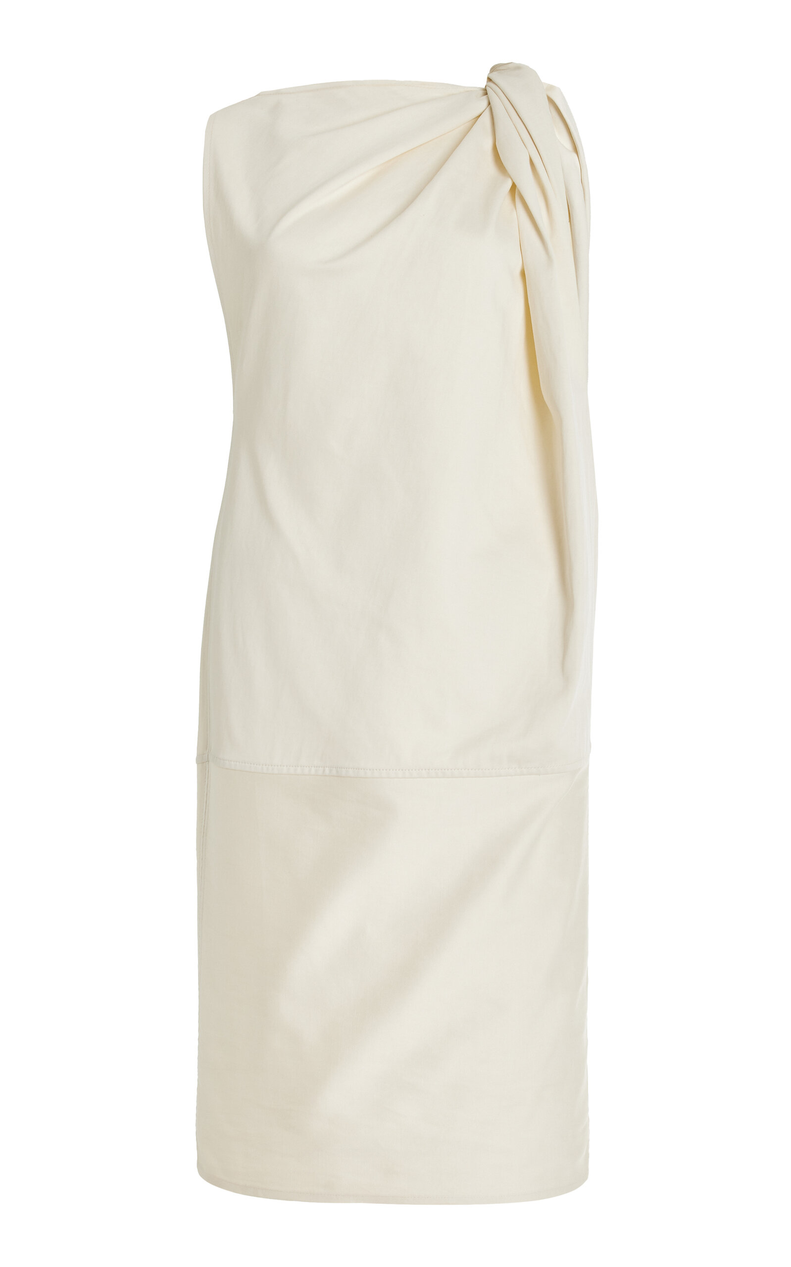Shop Totême Twisted Cotton-linen Satin Midi Dress In White