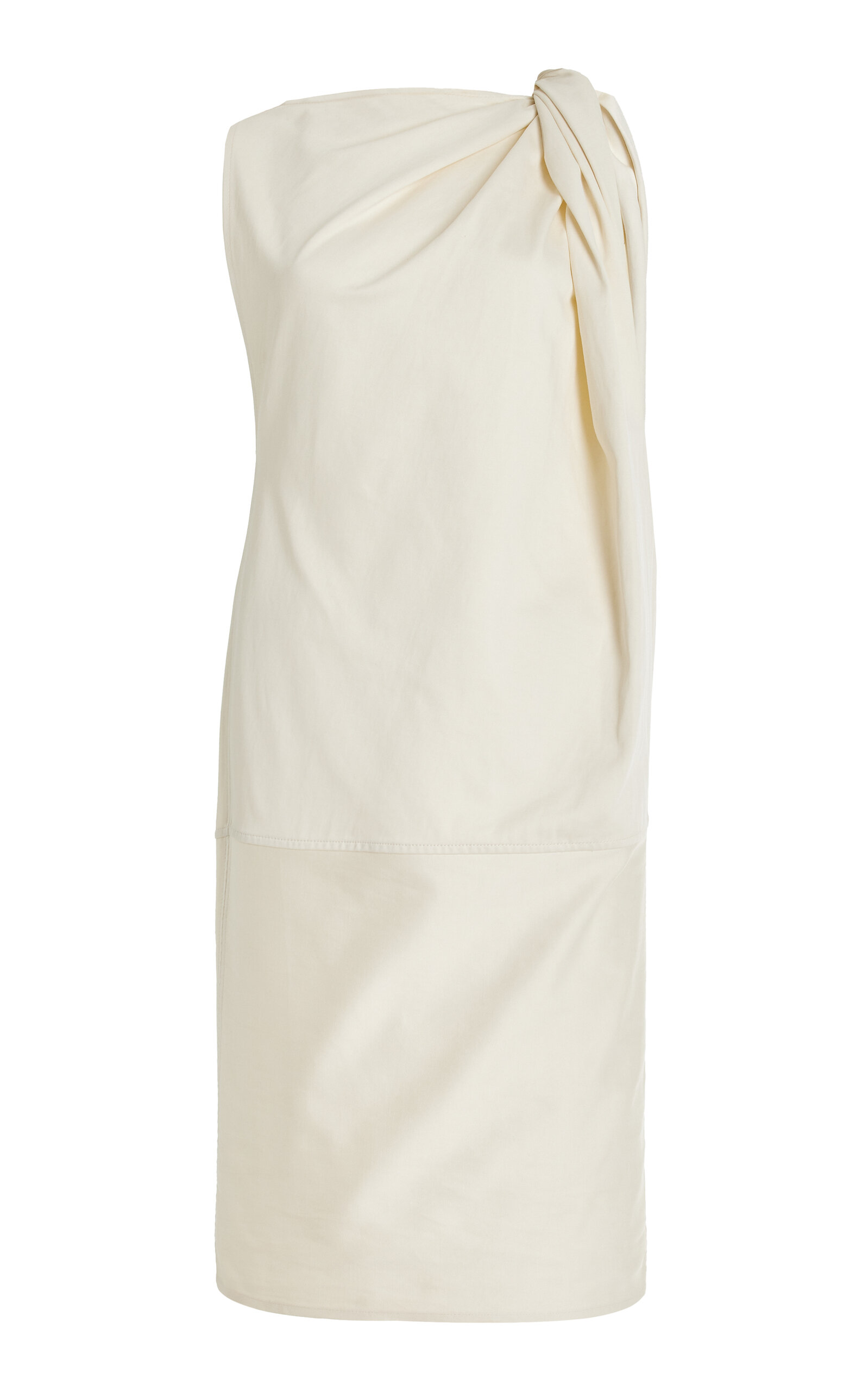 Totême Twisted Cotton-linen Satin Midi Dress In White
