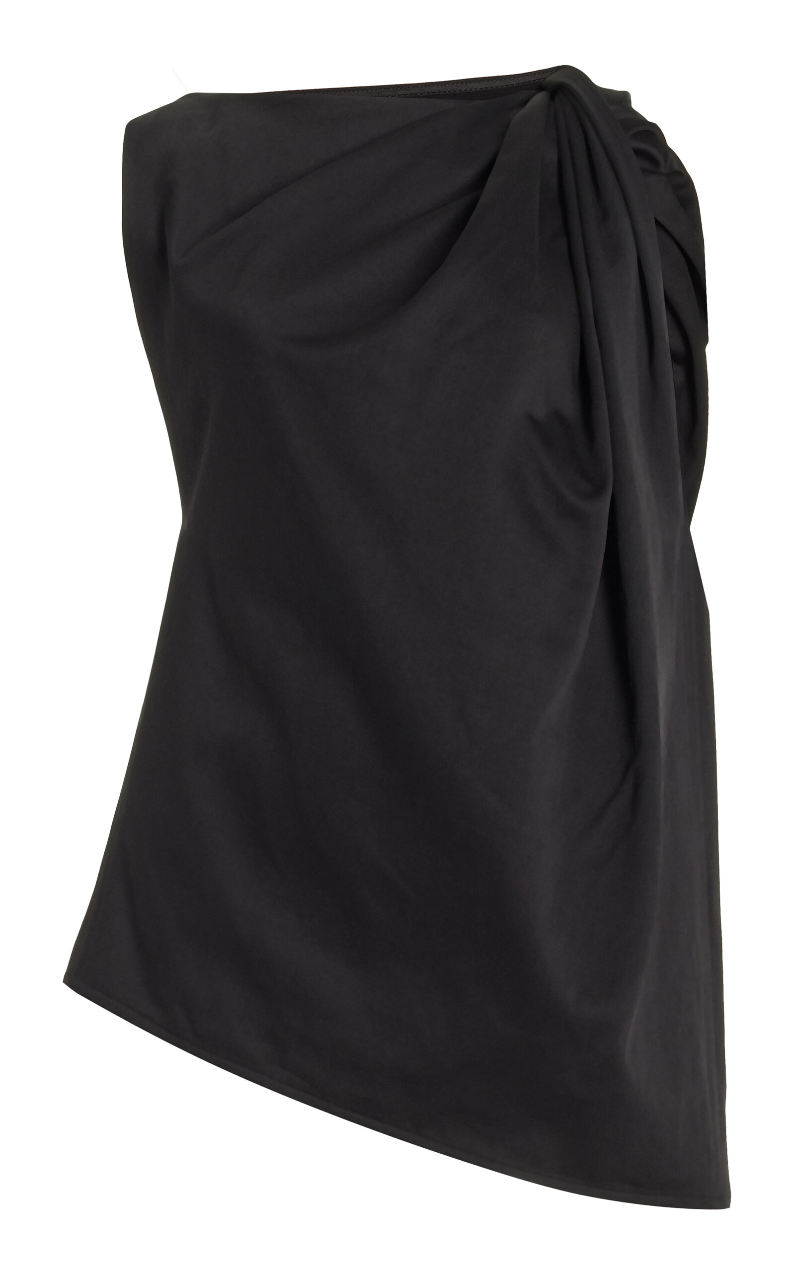 Shop Totême Twisted Cotton-linen Satin Top In Black