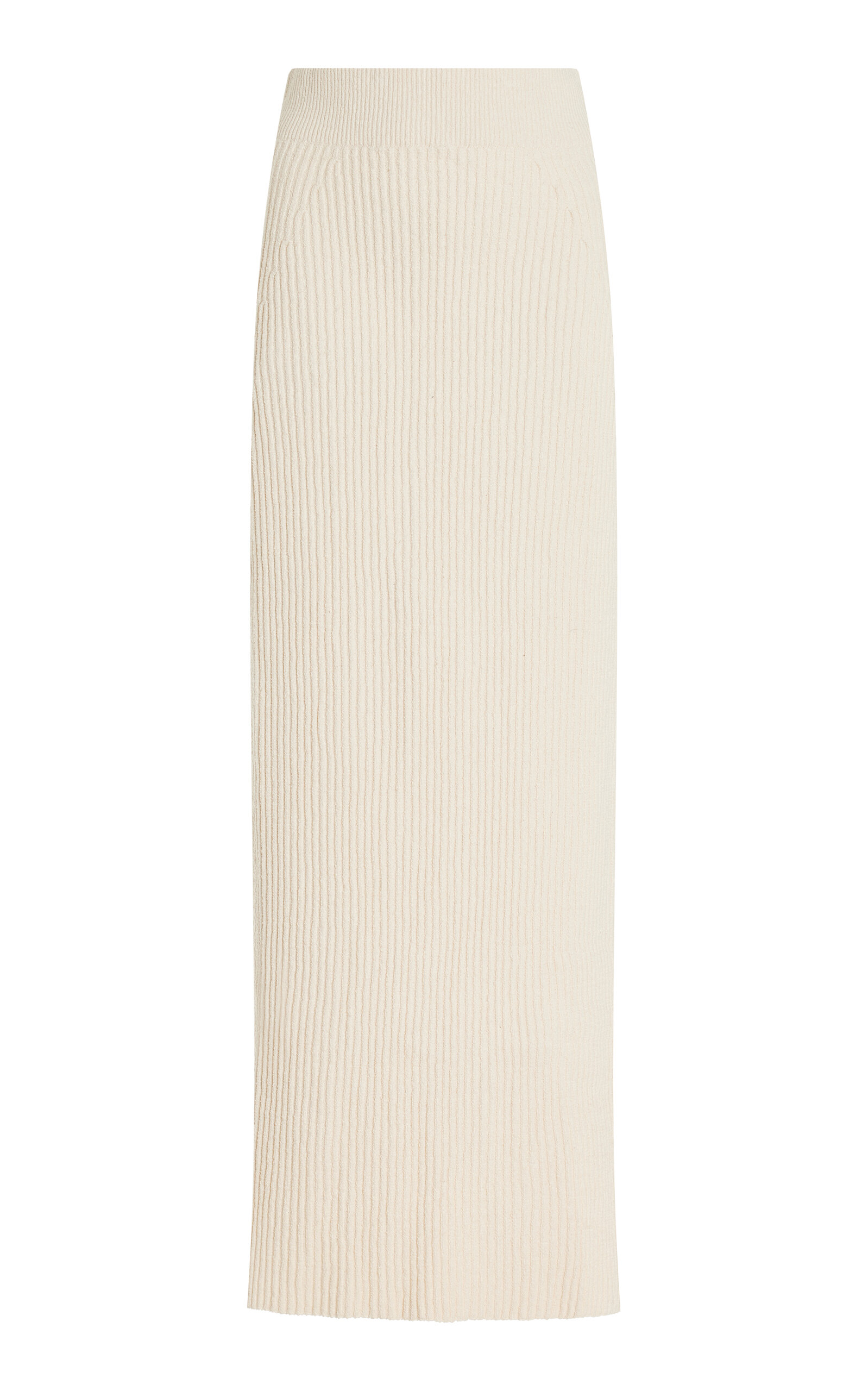 Shop Totême Cotton-blend Ribbed Bouclé-knit Midi Skirt In White