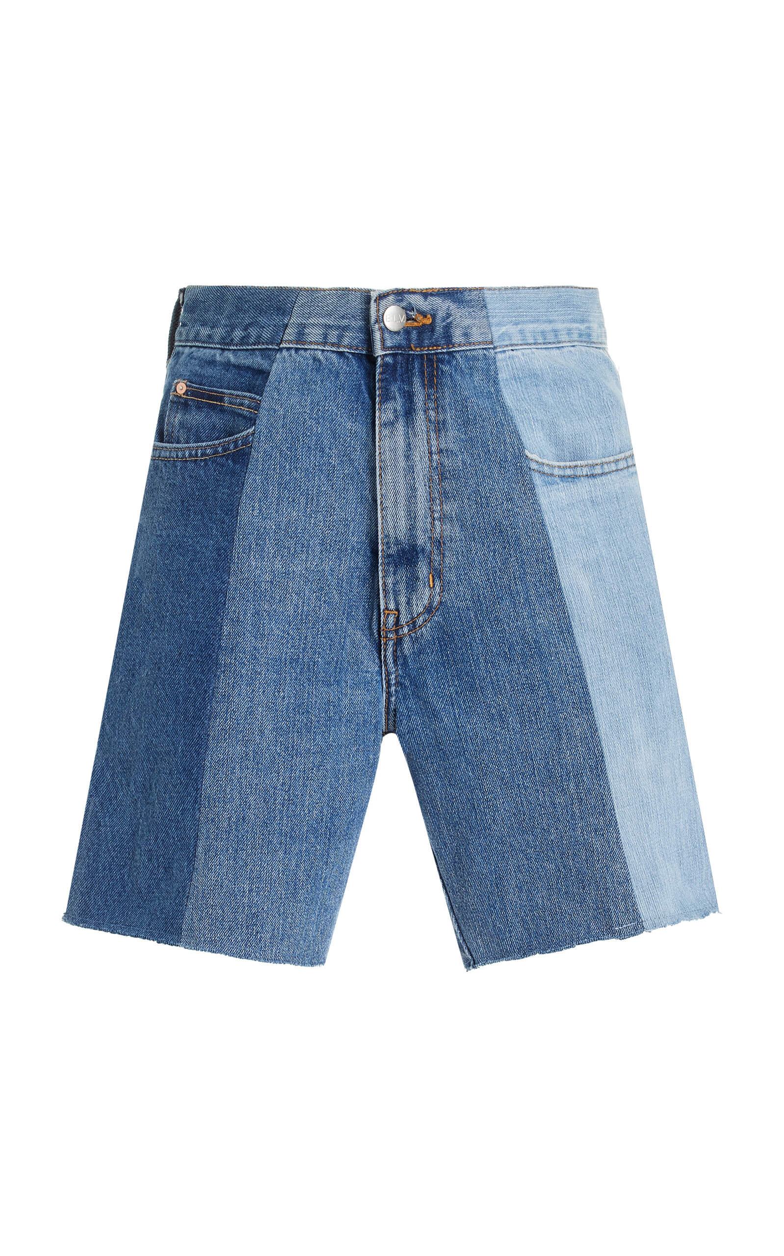 Stovepipe Patchwork Denim Shorts