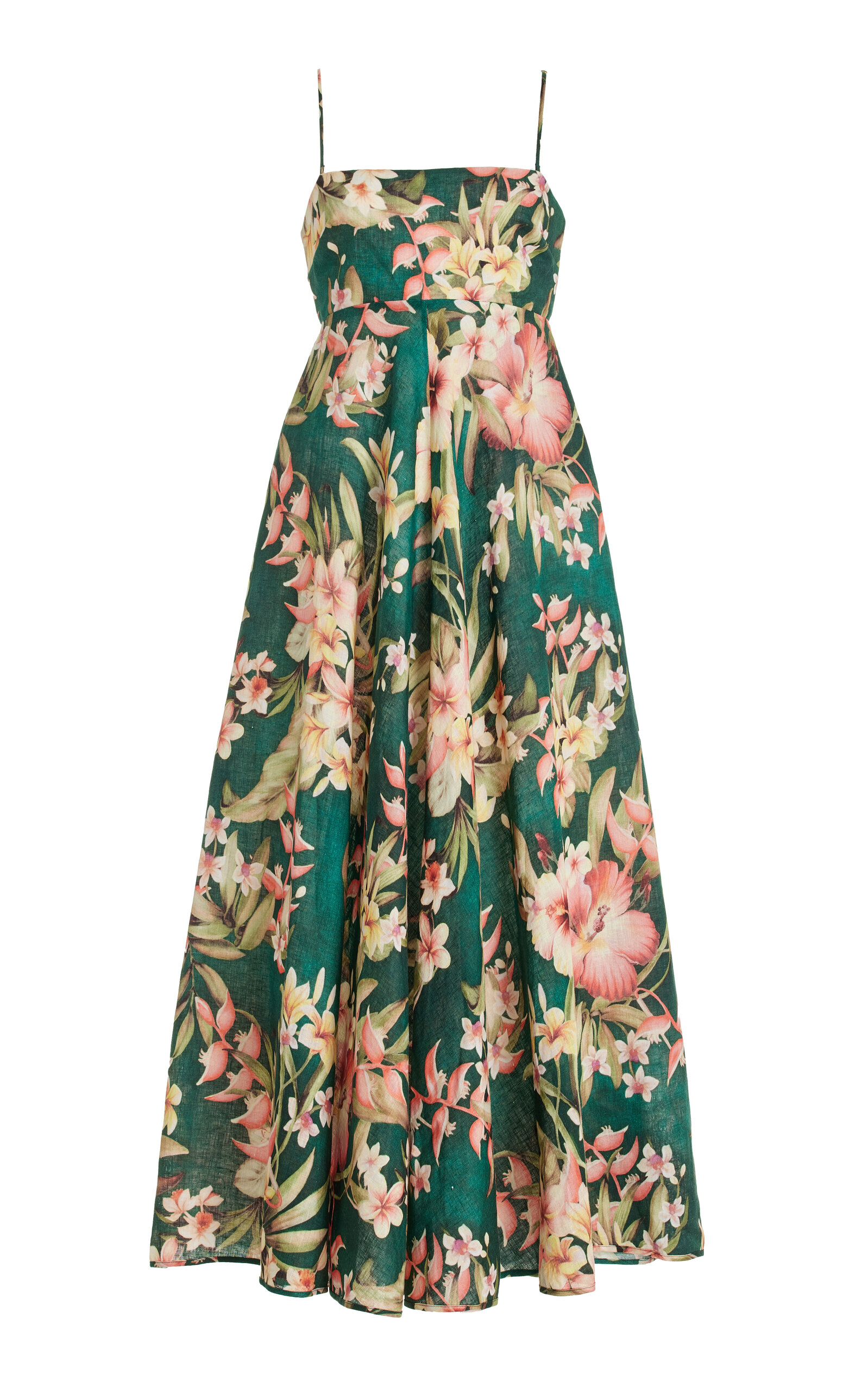 Zimmermann - Lexi Floral-Printed Linen Midi Dress - Green - 2 - Moda Operandi