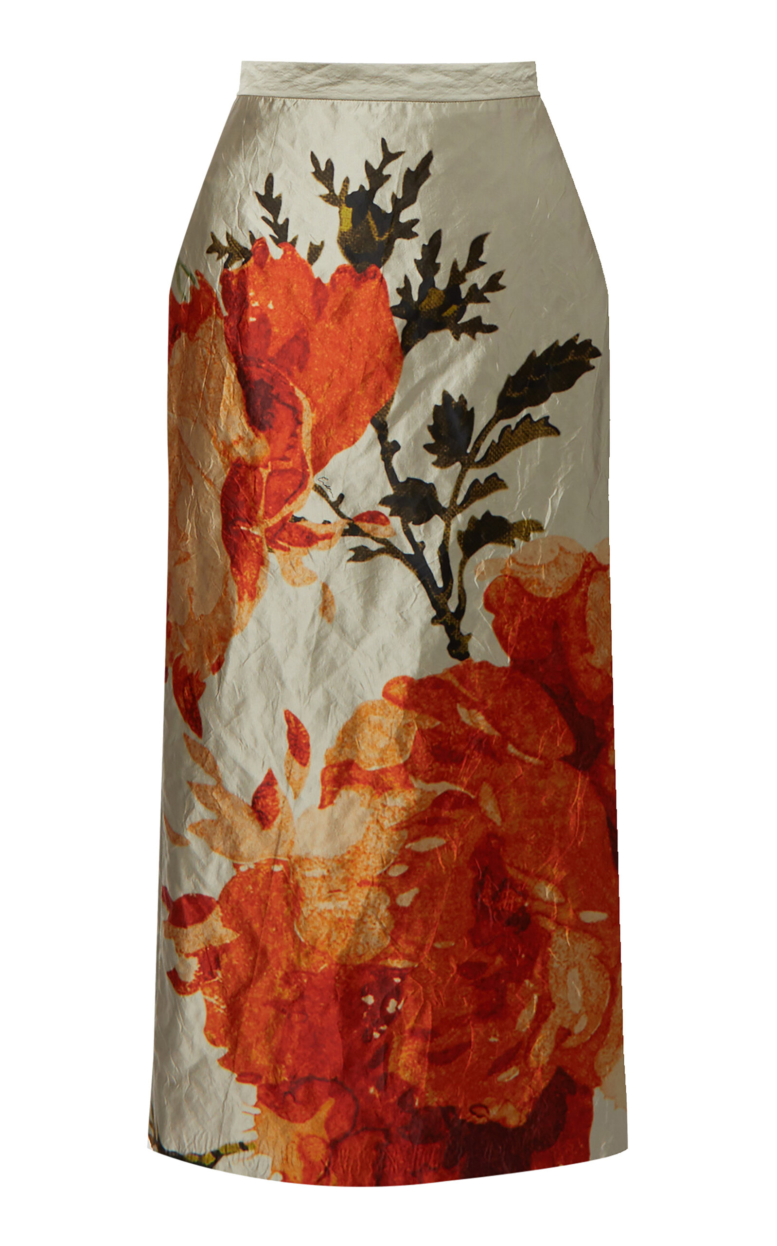 Floral-Printed Pencil Midi Skirt
