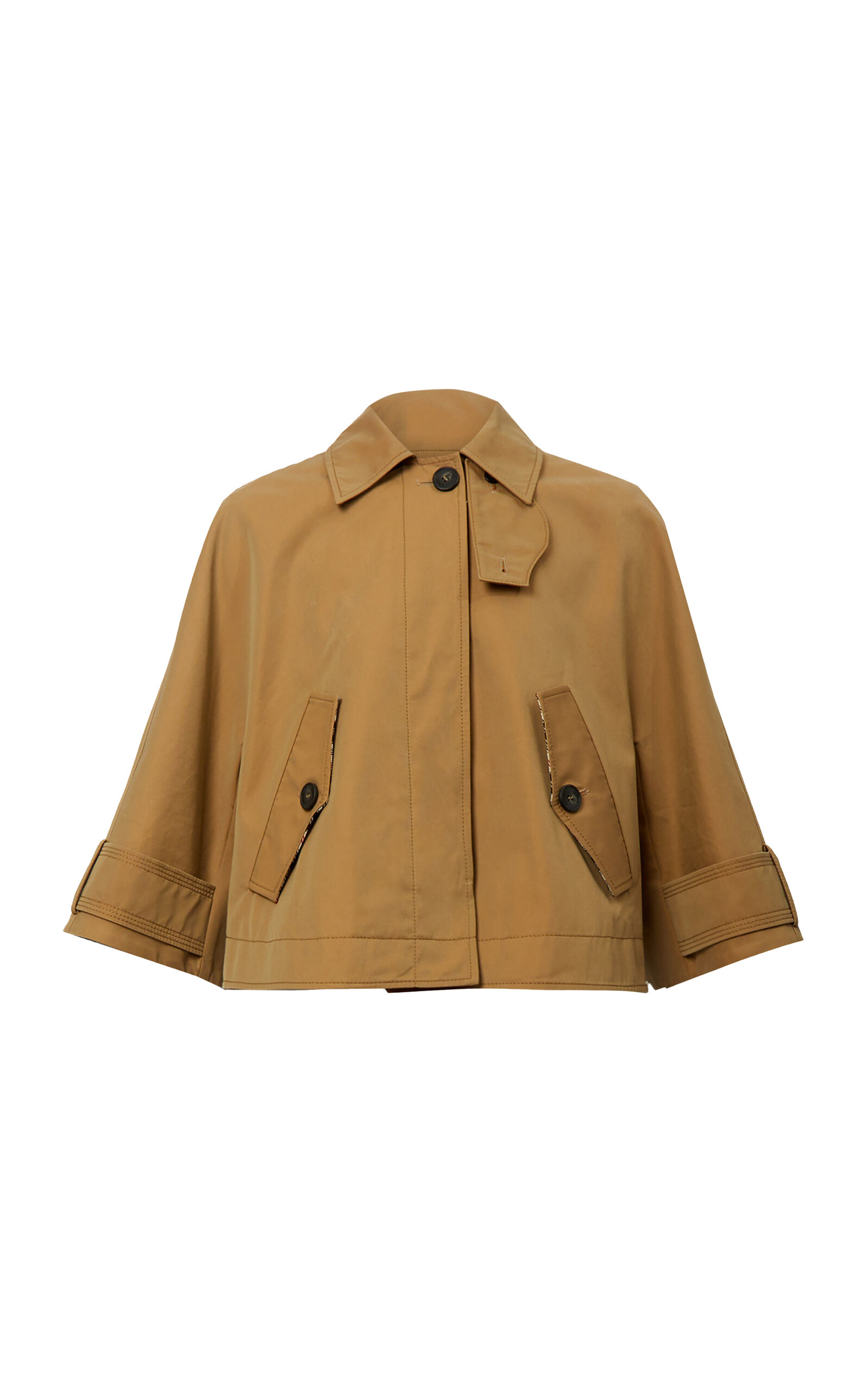 Cropped Cotton Trench Coat Cape