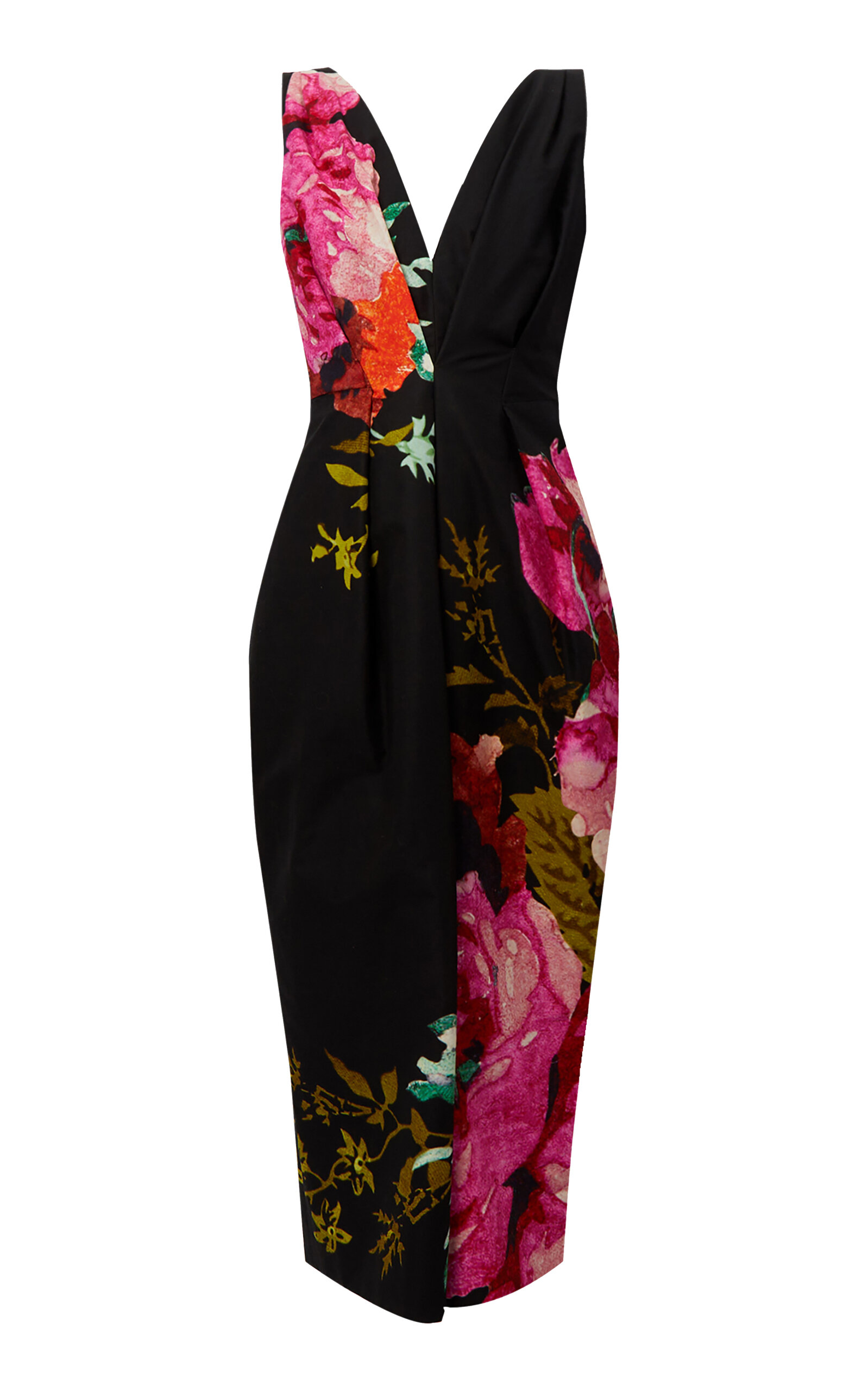 Erdem Floral Cotton Midi Dress - Black