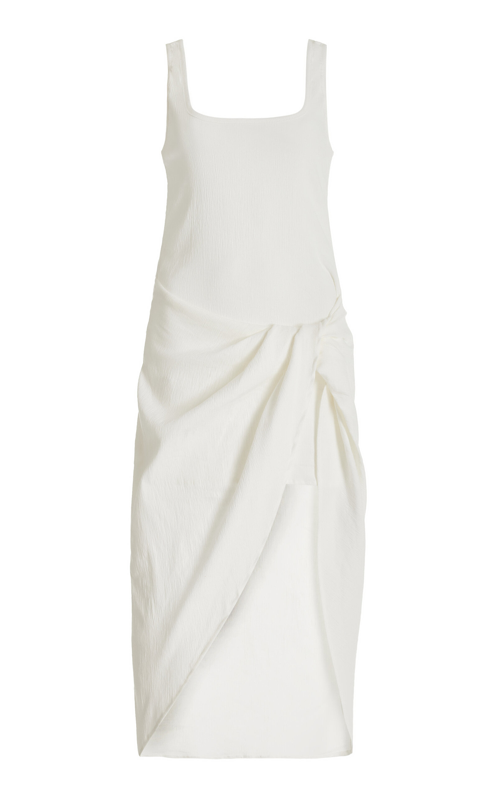 The Selene Draped Linen-Blend Midi Dress
