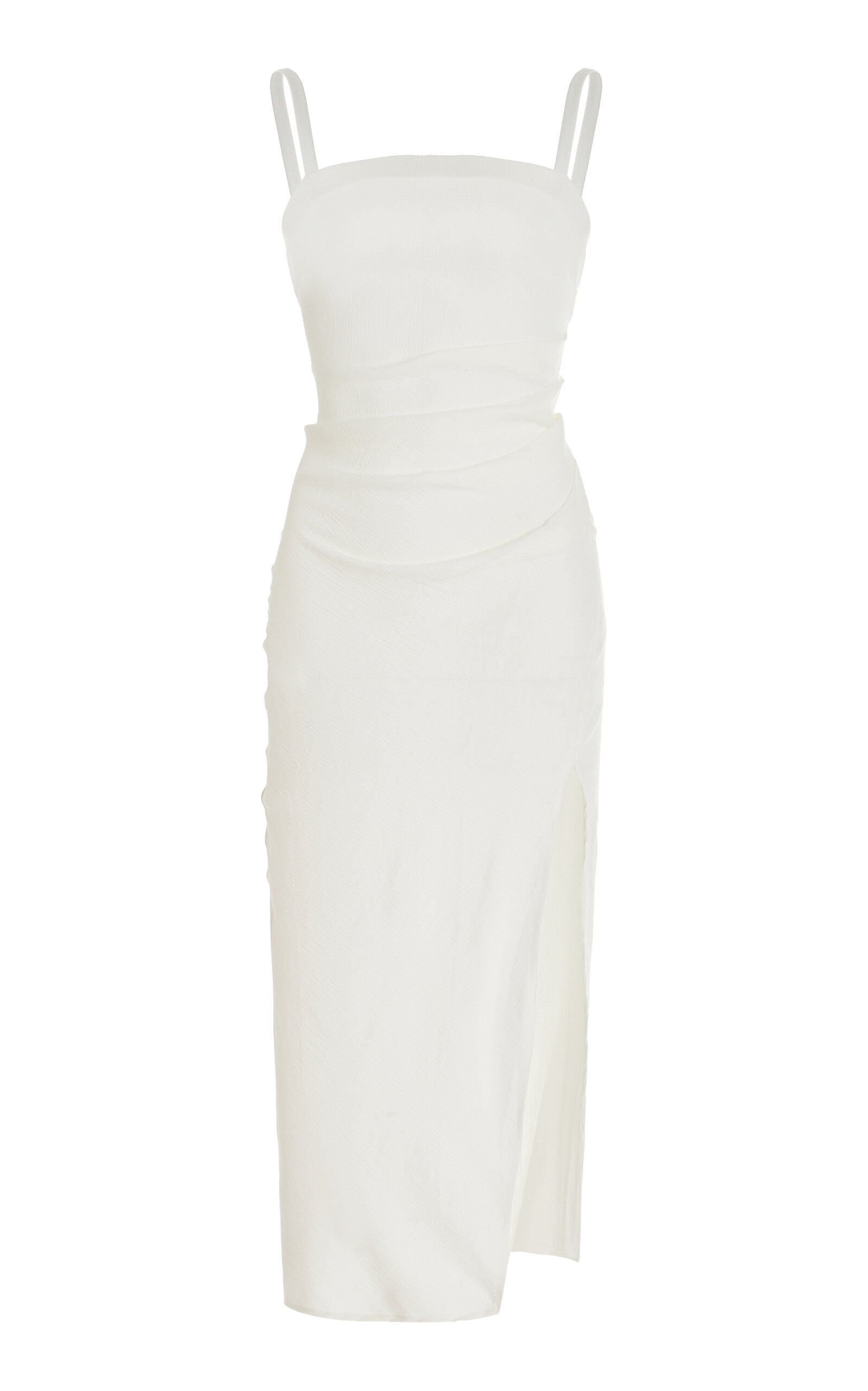 Anemos The Nadege Draped Linen-Blend Midi Dress - White - XS