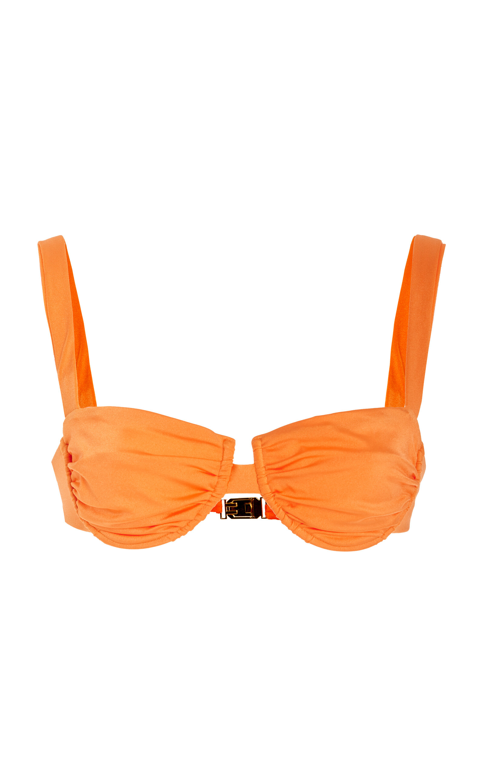Cin Cin Ariel Ruched Bikini Top In Orange
