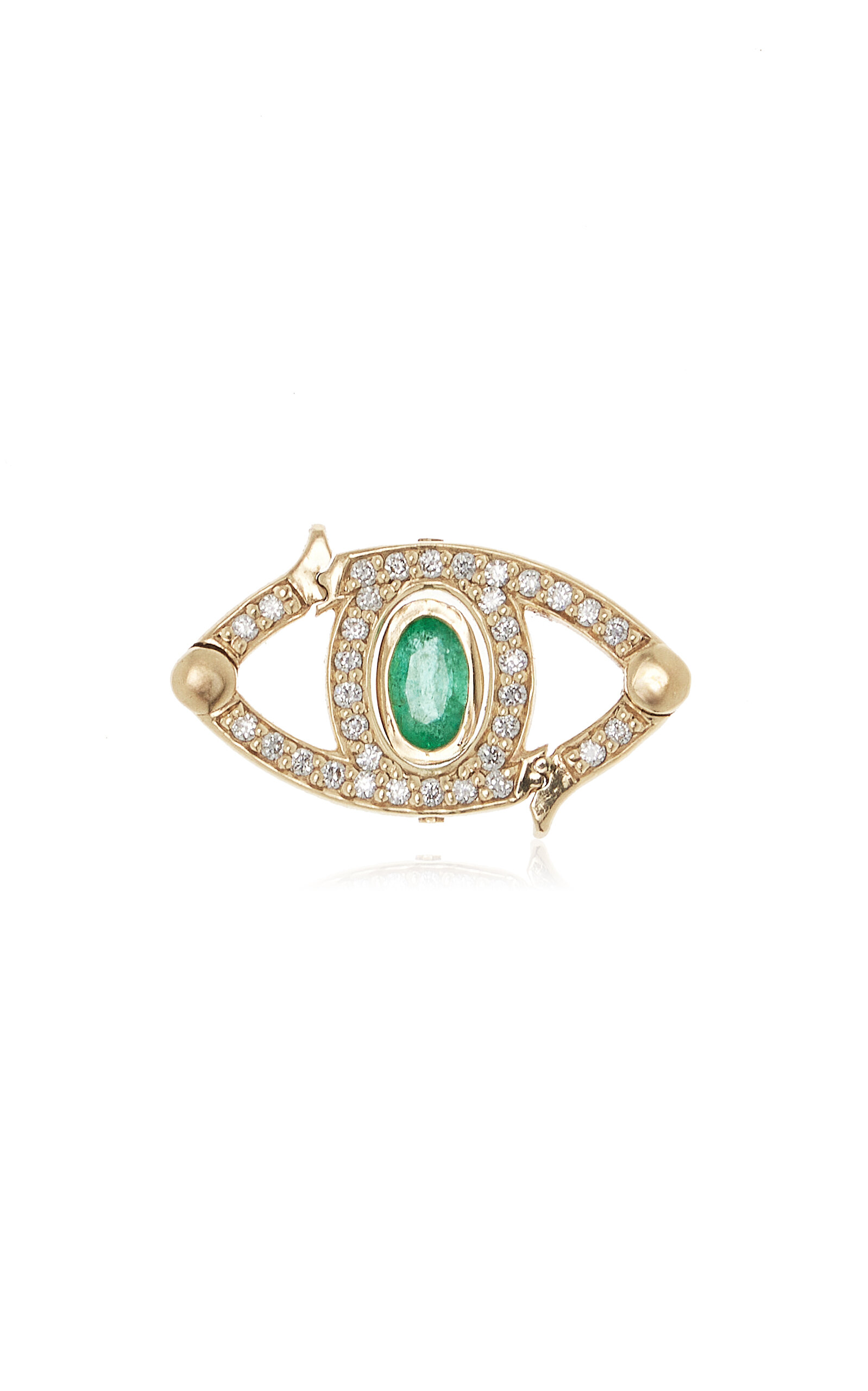 Eden Presley Evil Eye 14k Yellow Gold Emerald Lock Pendant In Green