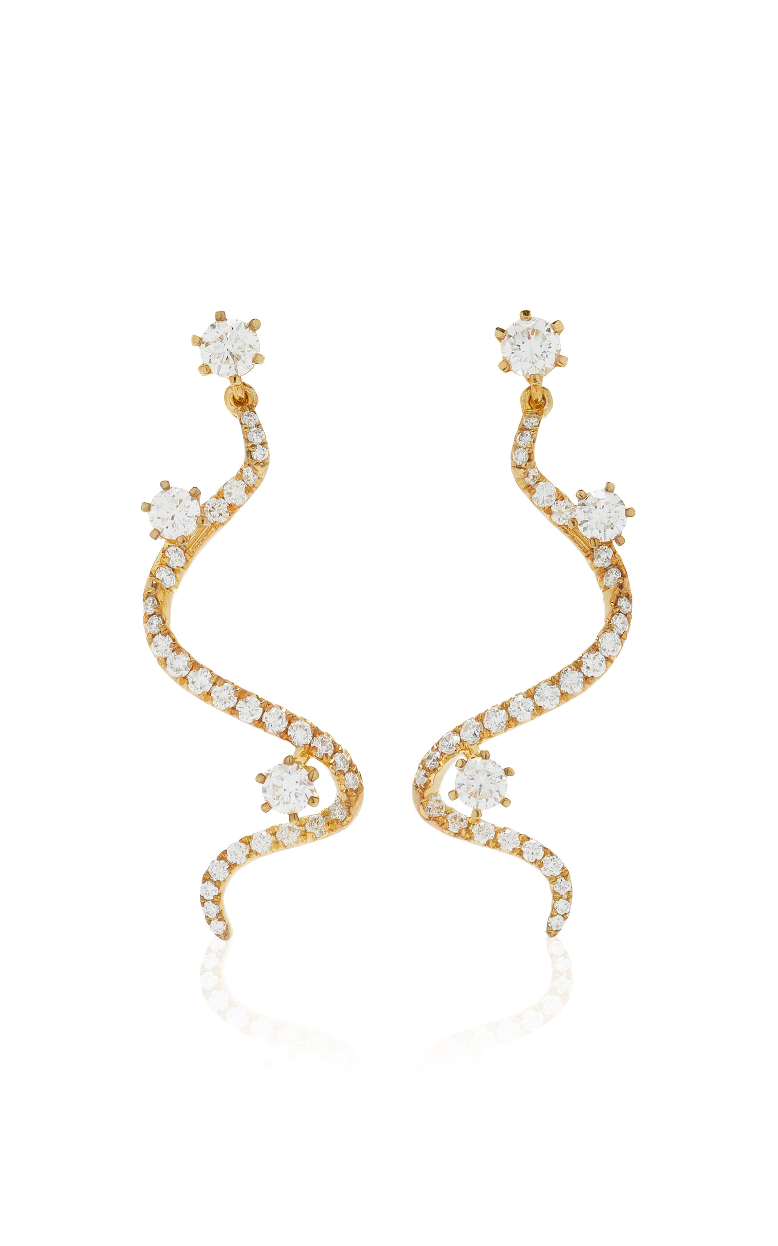 Graziela Mega Swirl 18k Yellow Gold Diamond Earrings
