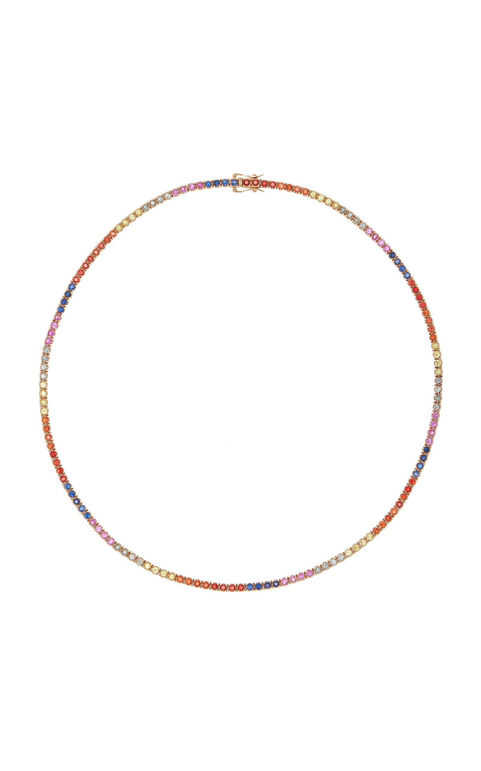Graziela Magia 18k Rose Gold Rainbow Sapphire Tennis Necklace In Multi