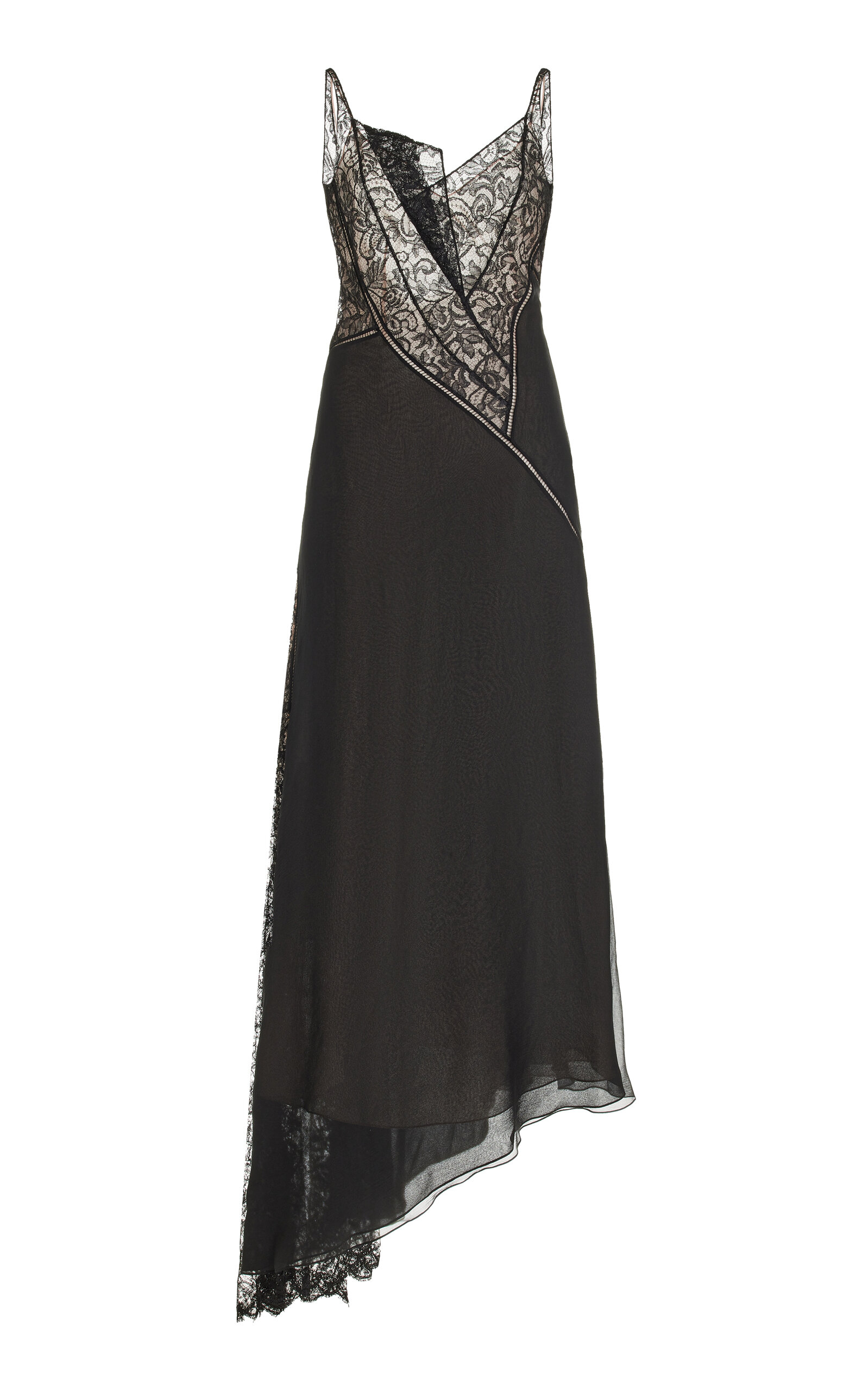 Givenchy Lace-trimmed Silk Maxi Dress In Black