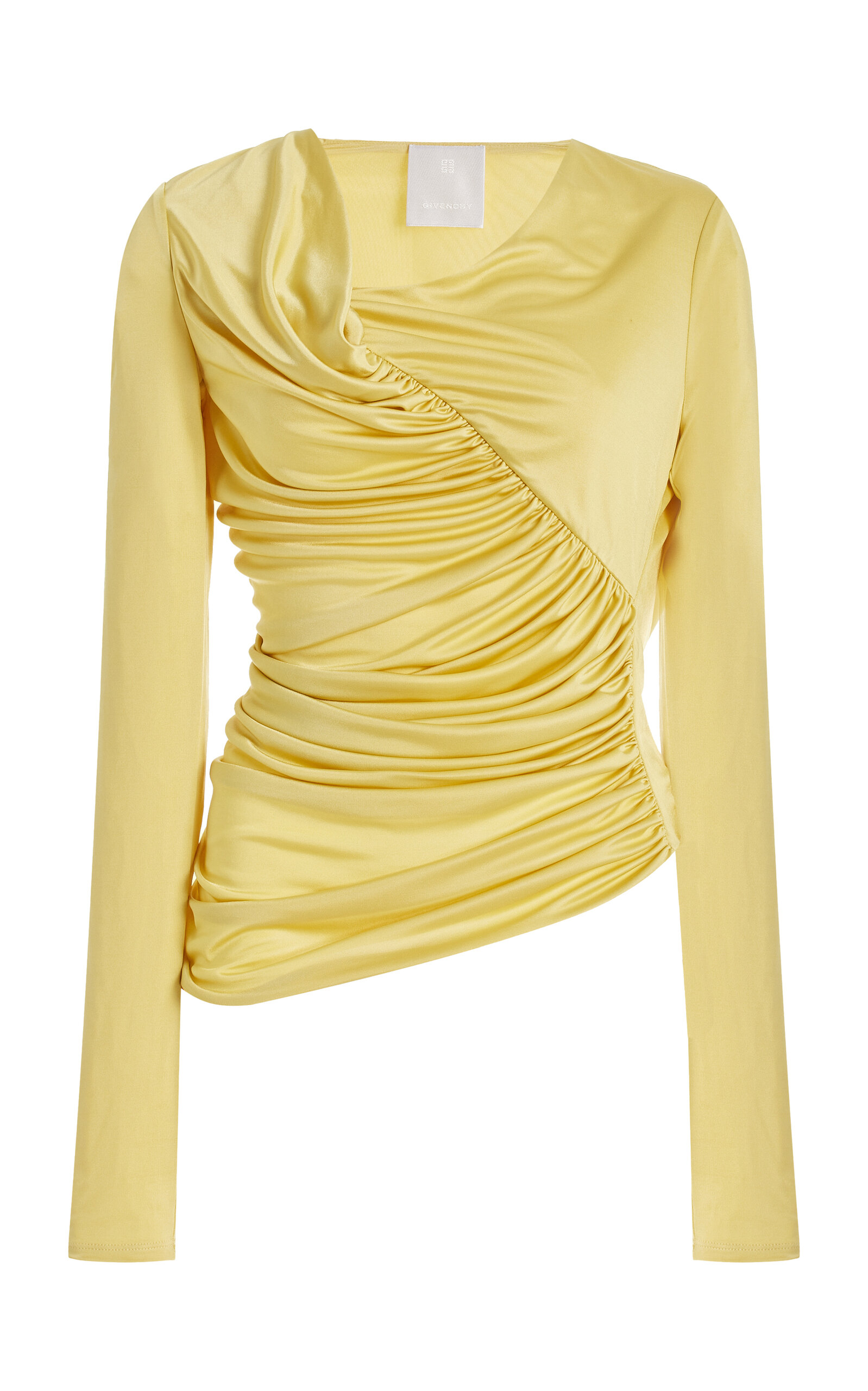 Shop Givenchy Draped Satin Top In Yellow