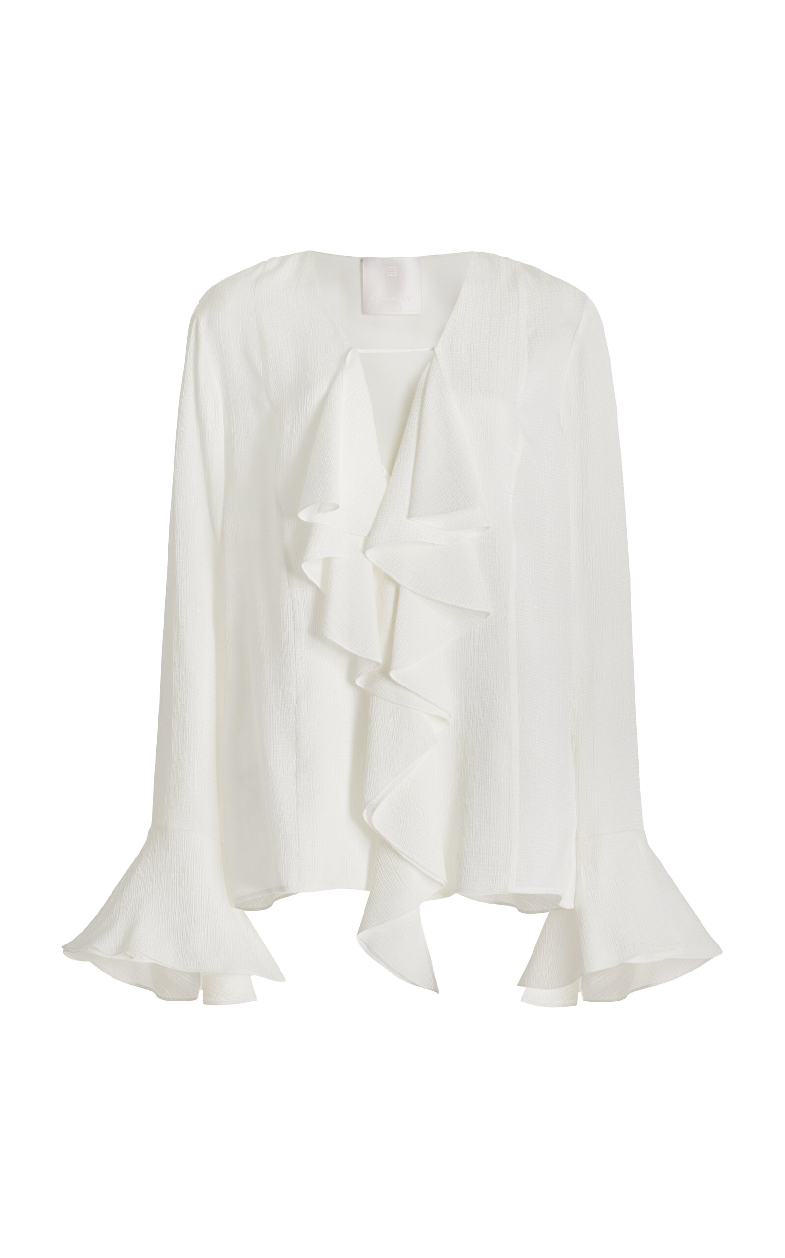 Givenchy Womens White V-neck Ruffle-trim Silk Blouse In White