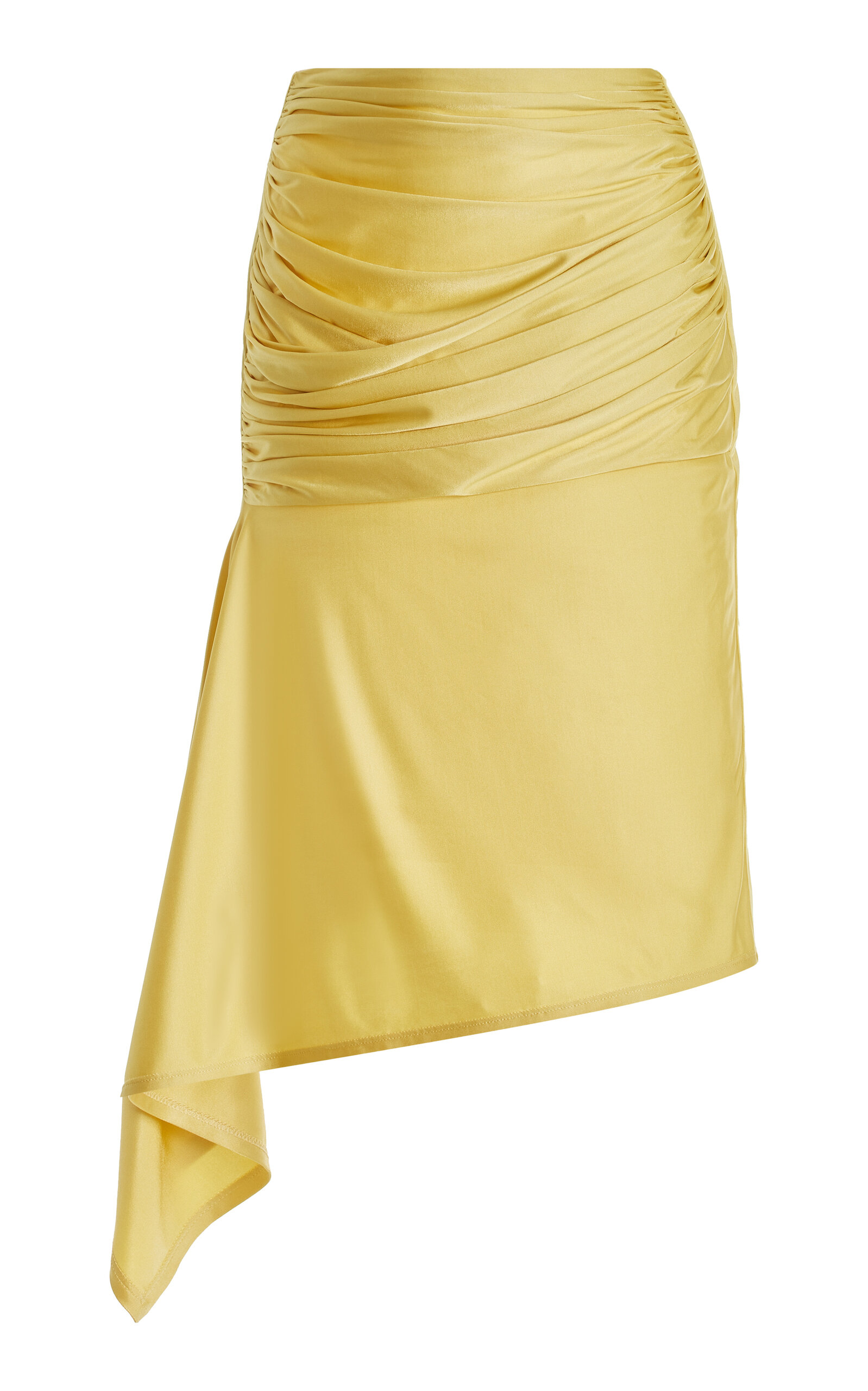 Givenchy Draped Satin Midi Skirt In Yellow