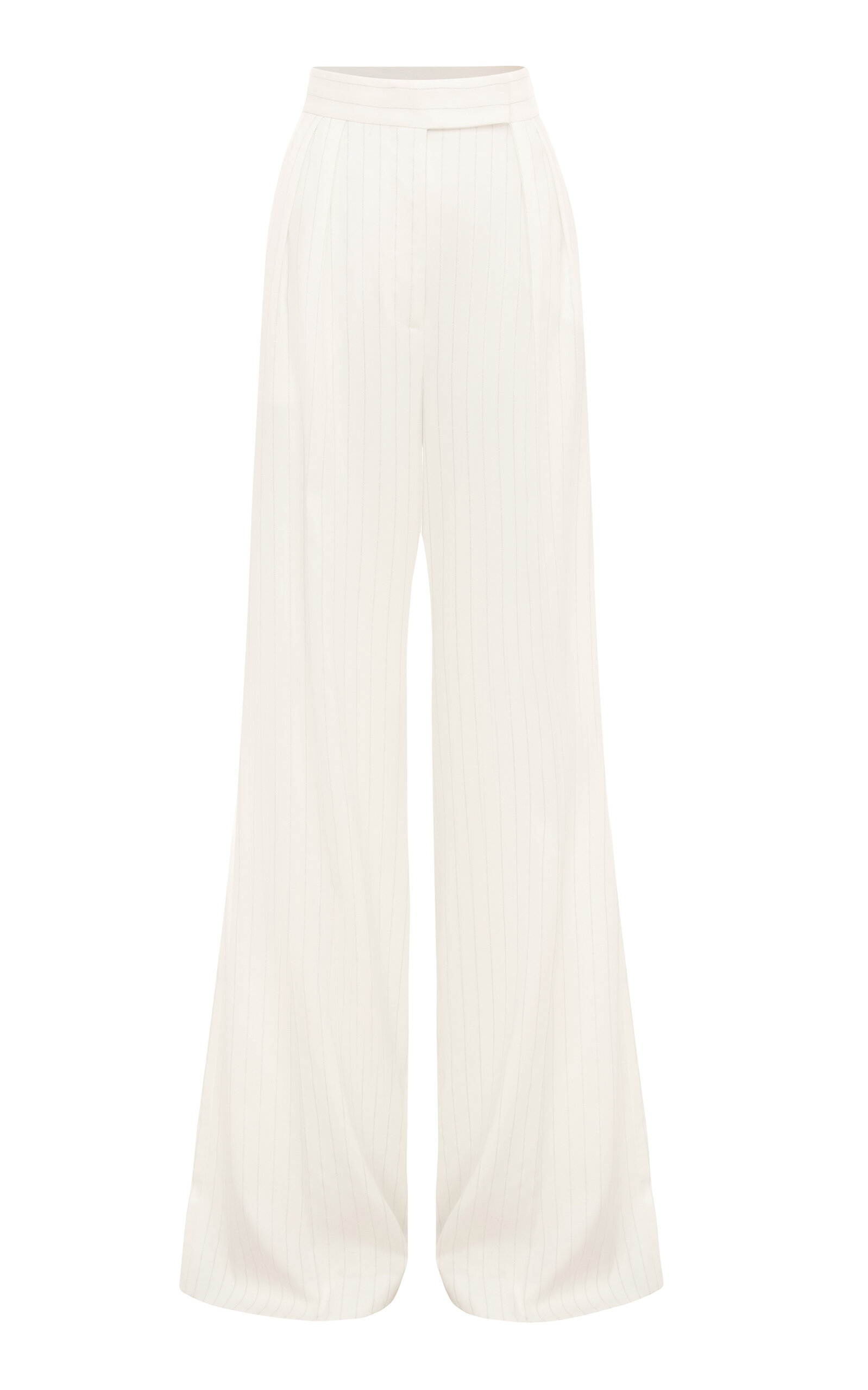 Alex Perry Pleated Pinstriped Wide-leg Trouser In White