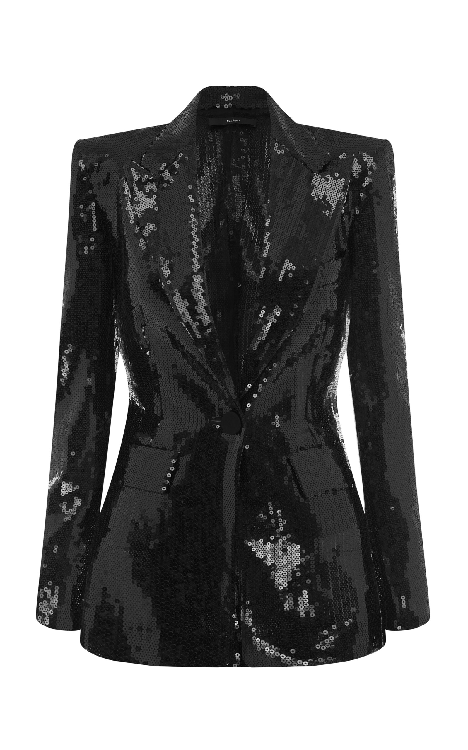 Alex Perry Fitted Sequined Blazer In Black