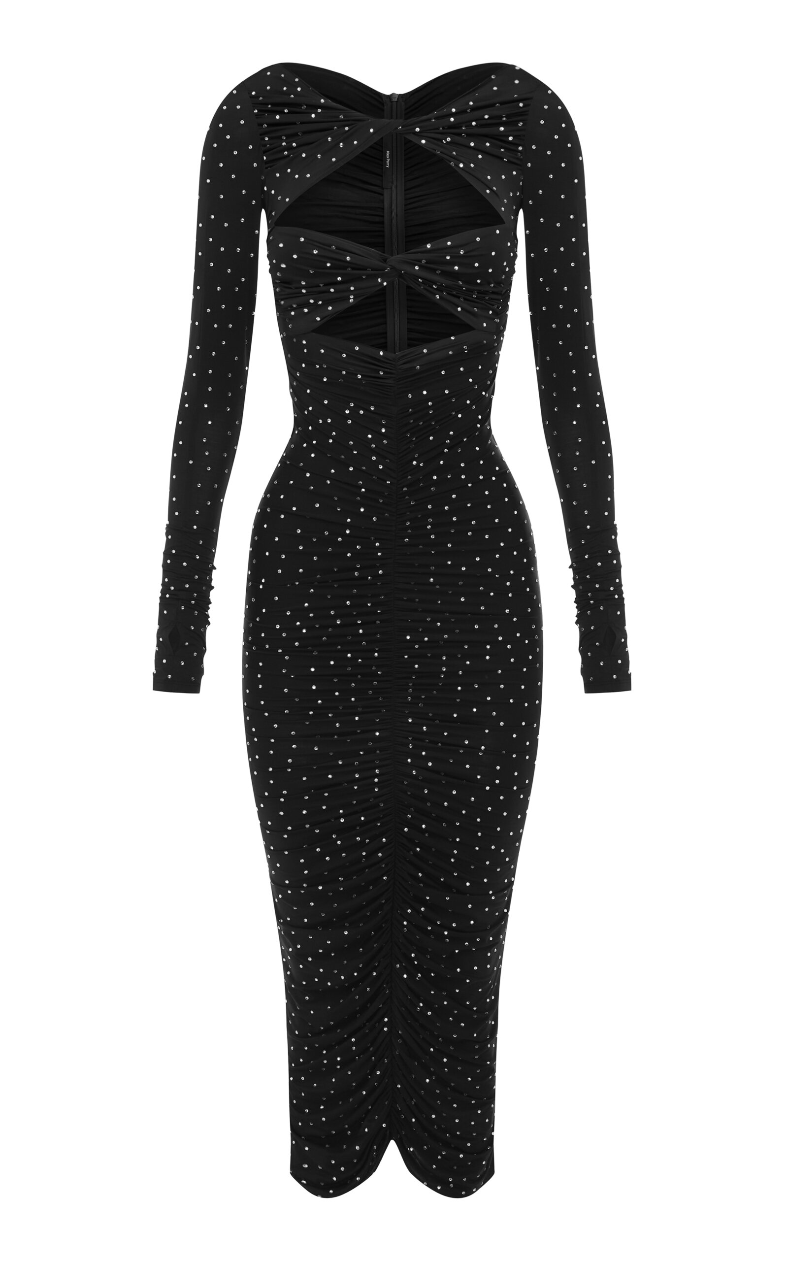 Alex Perry Ruched Cutout Crystal-embellished Jersey Midi Dress In Black