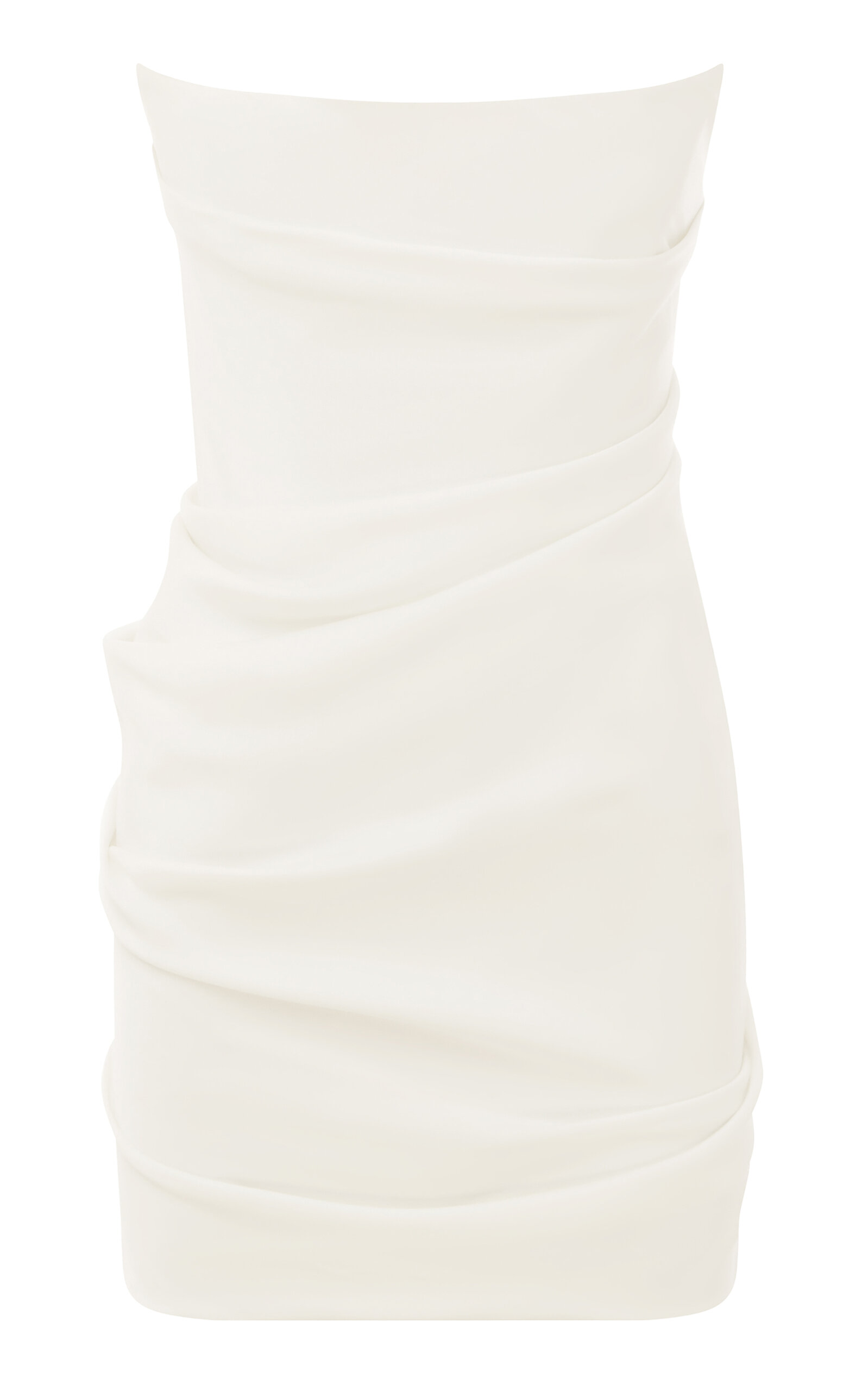 Shop Alex Perry Strapless Draped Satin-crepe Mini Dress In White
