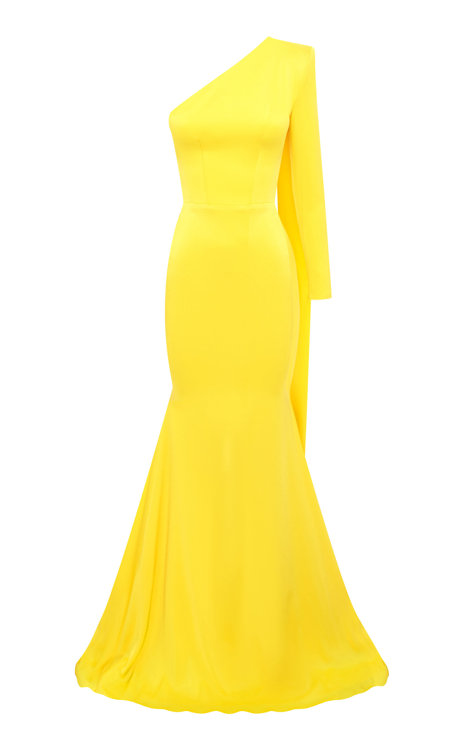 Alex Perry Sash-detailed Satin Crepe Gown In Yellow