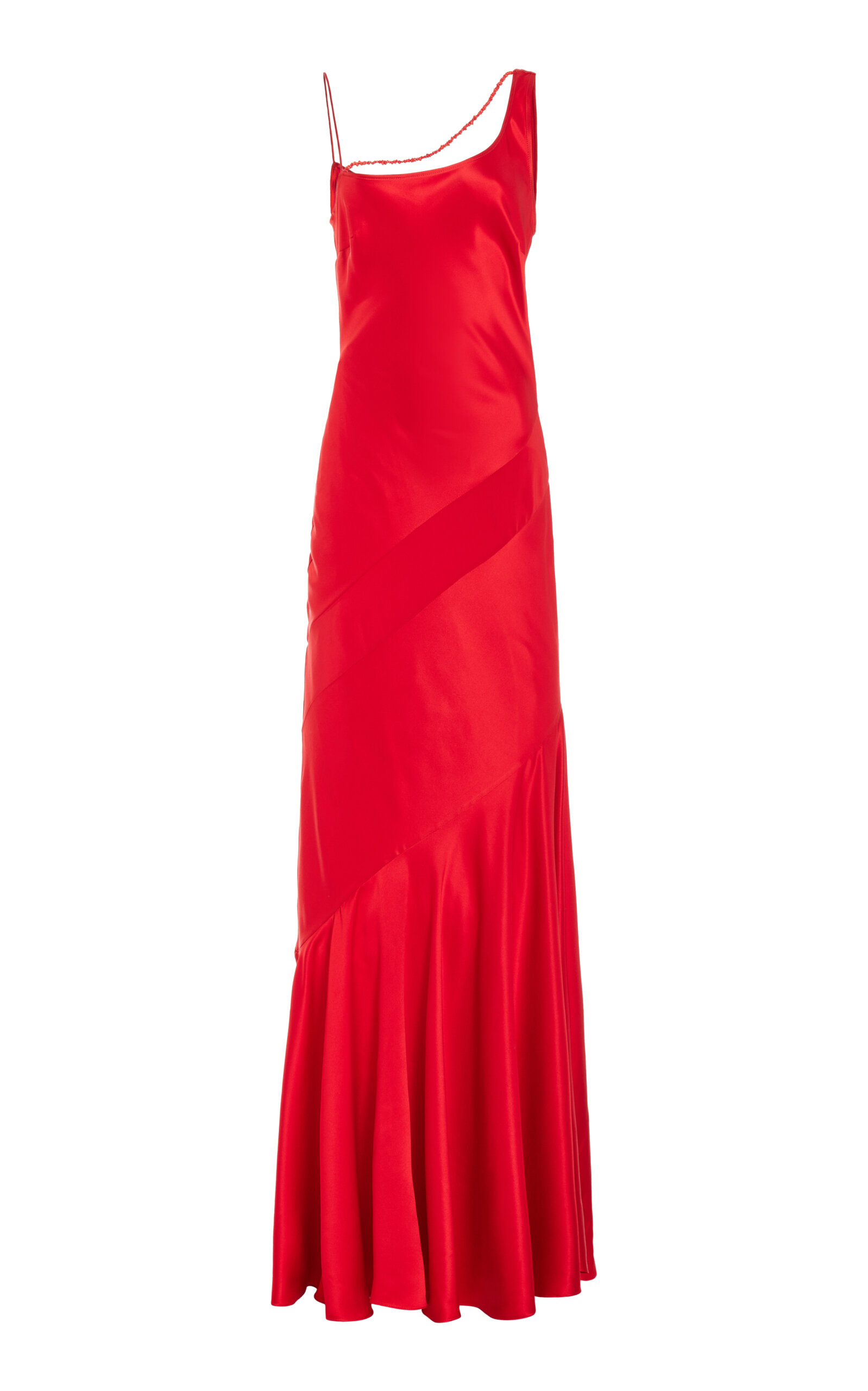 Alejandra Alonso Rojas Beaded Silk Satin Gown In Red