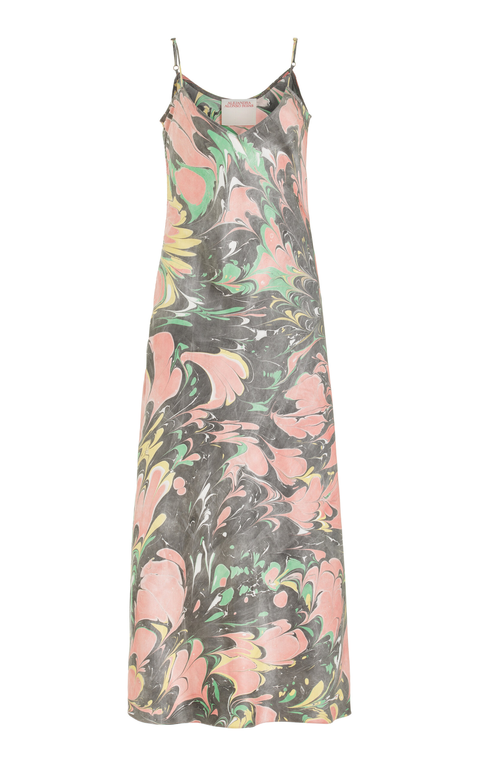 Shop Alejandra Alonso Rojas Printed Silk Midi Slip Dress In Multi