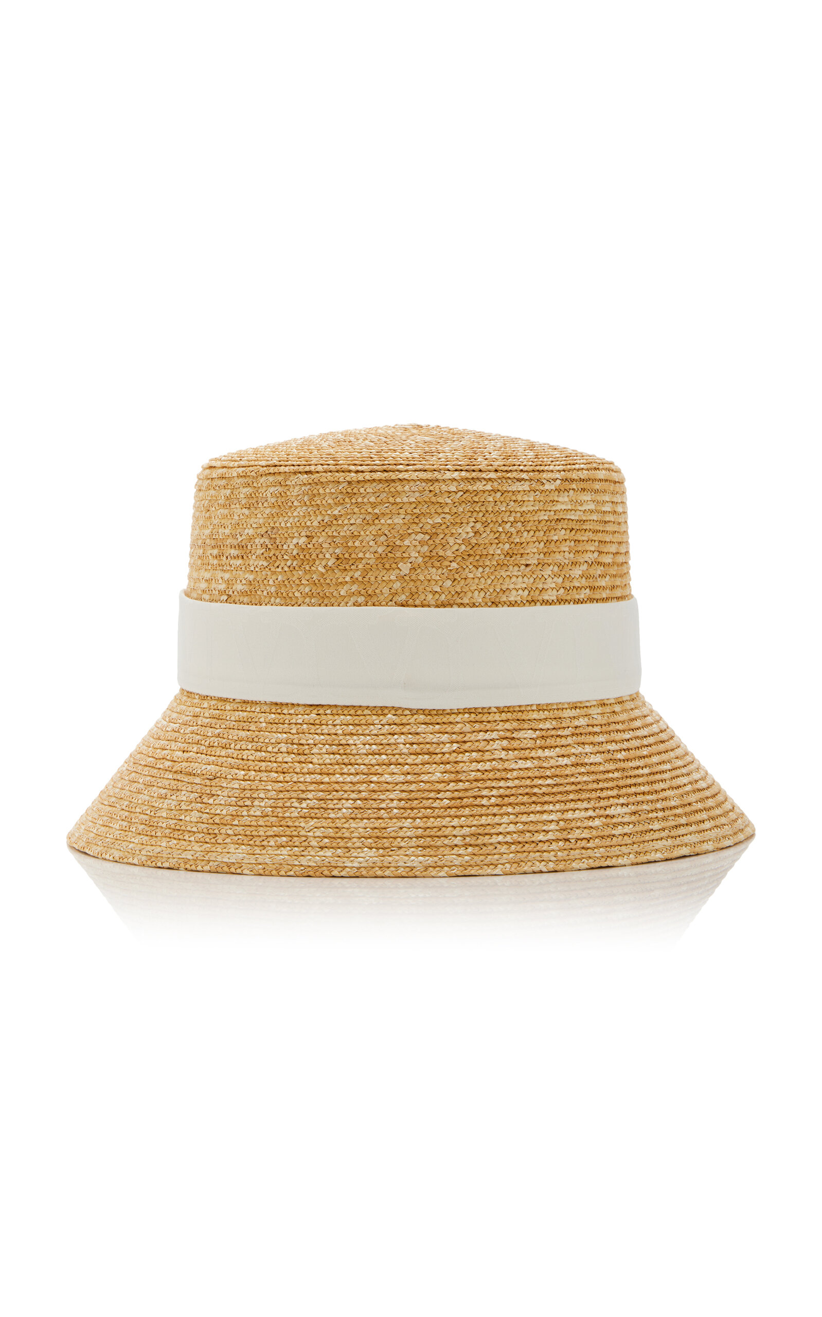 Valentino Tan Woven Straw Hat with Black Embroidered Logo Band Valentino VLogo Woven Hat – Dina C main image 4