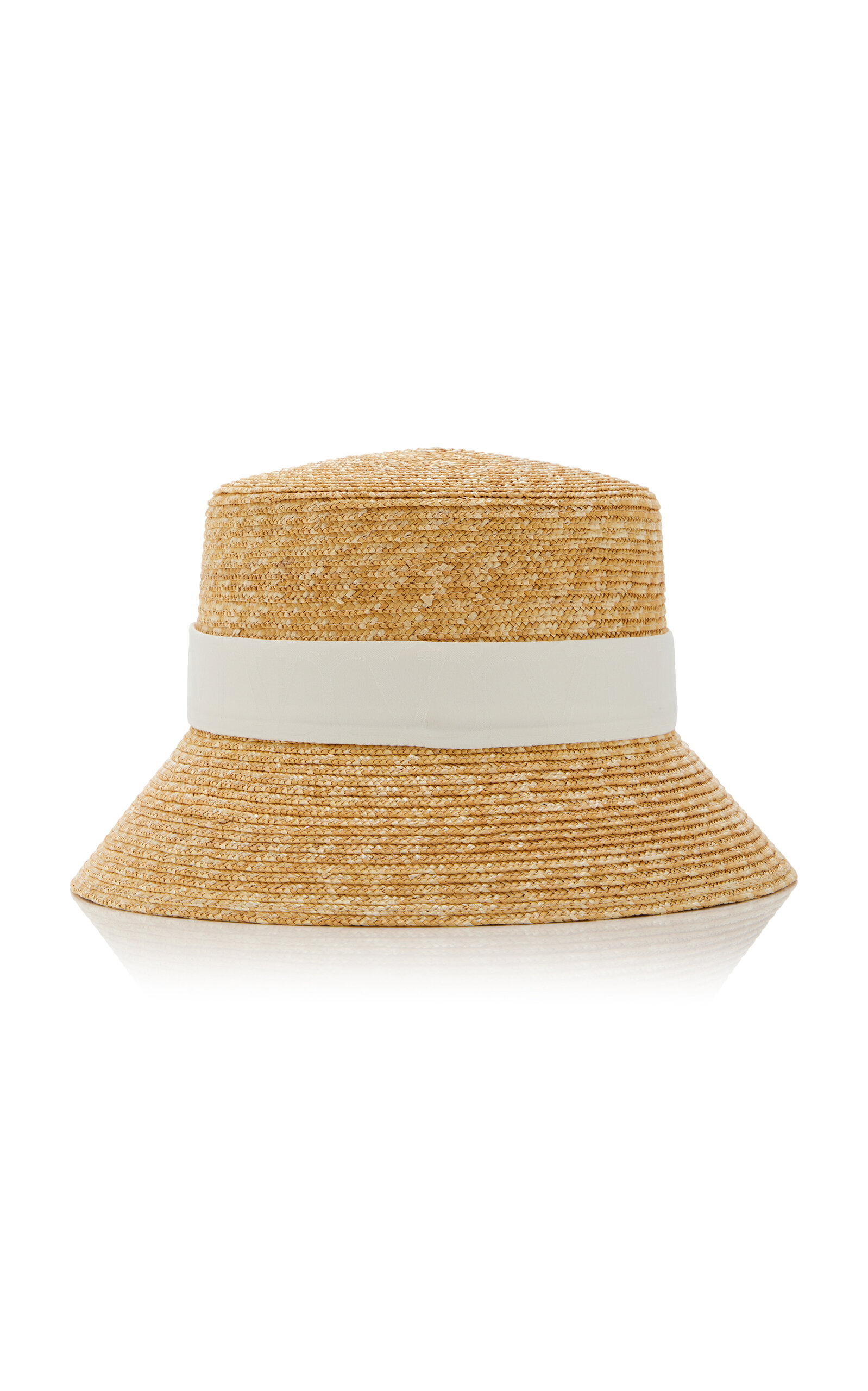 Shop Valentino Woven Raffia Bucket Hat In Neutral