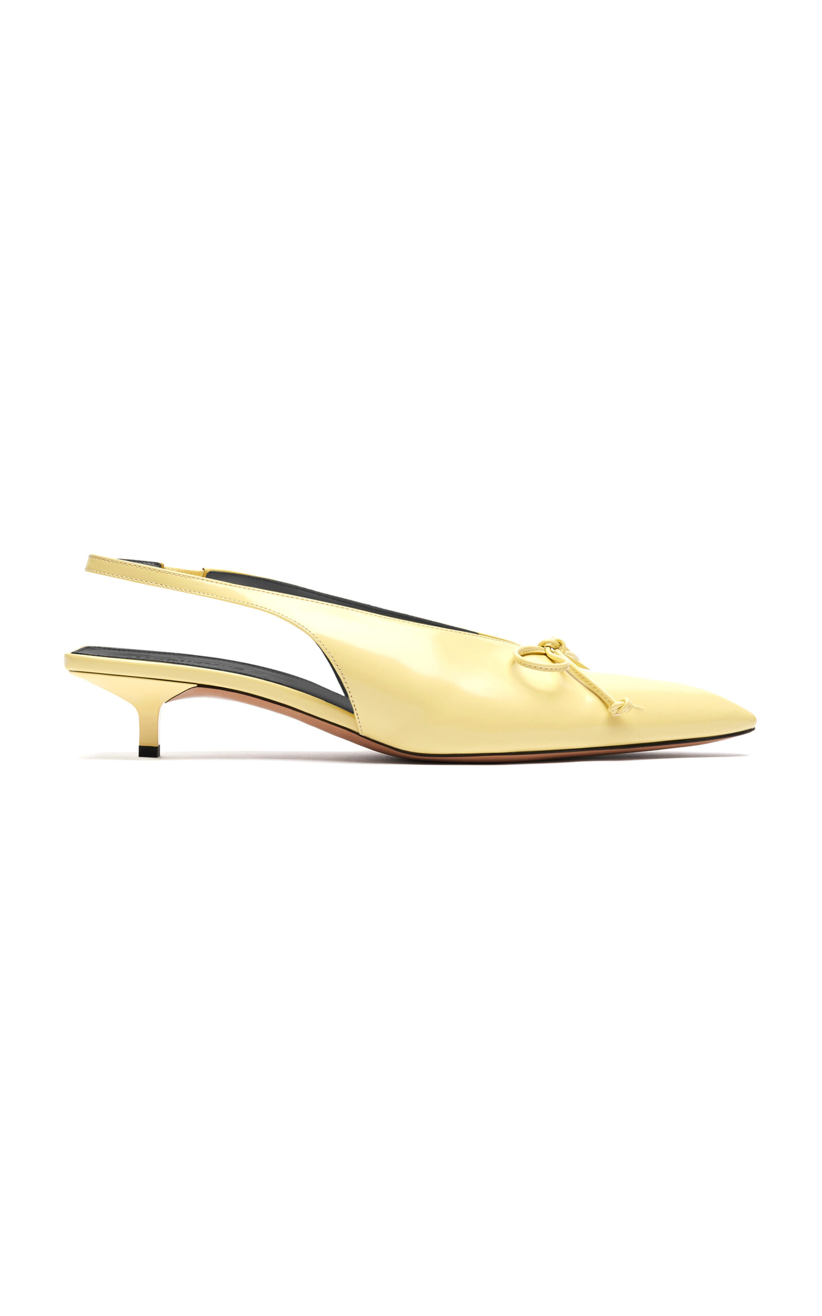 Shop Jacquemus Cubisto Leather Slingback Pumps In Yellow