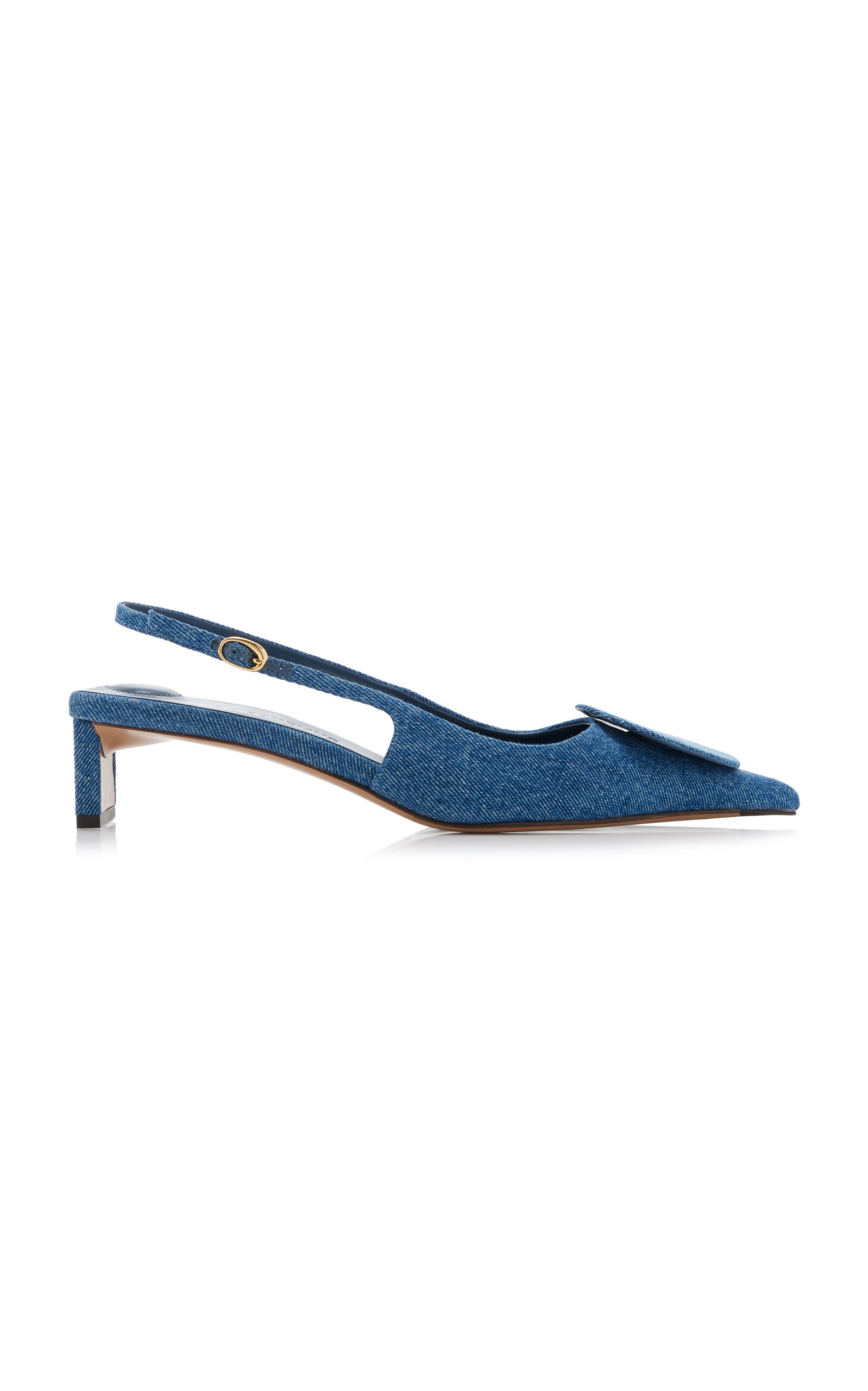 Shop Jacquemus Duelo Denim Slingback Pumps In Blue