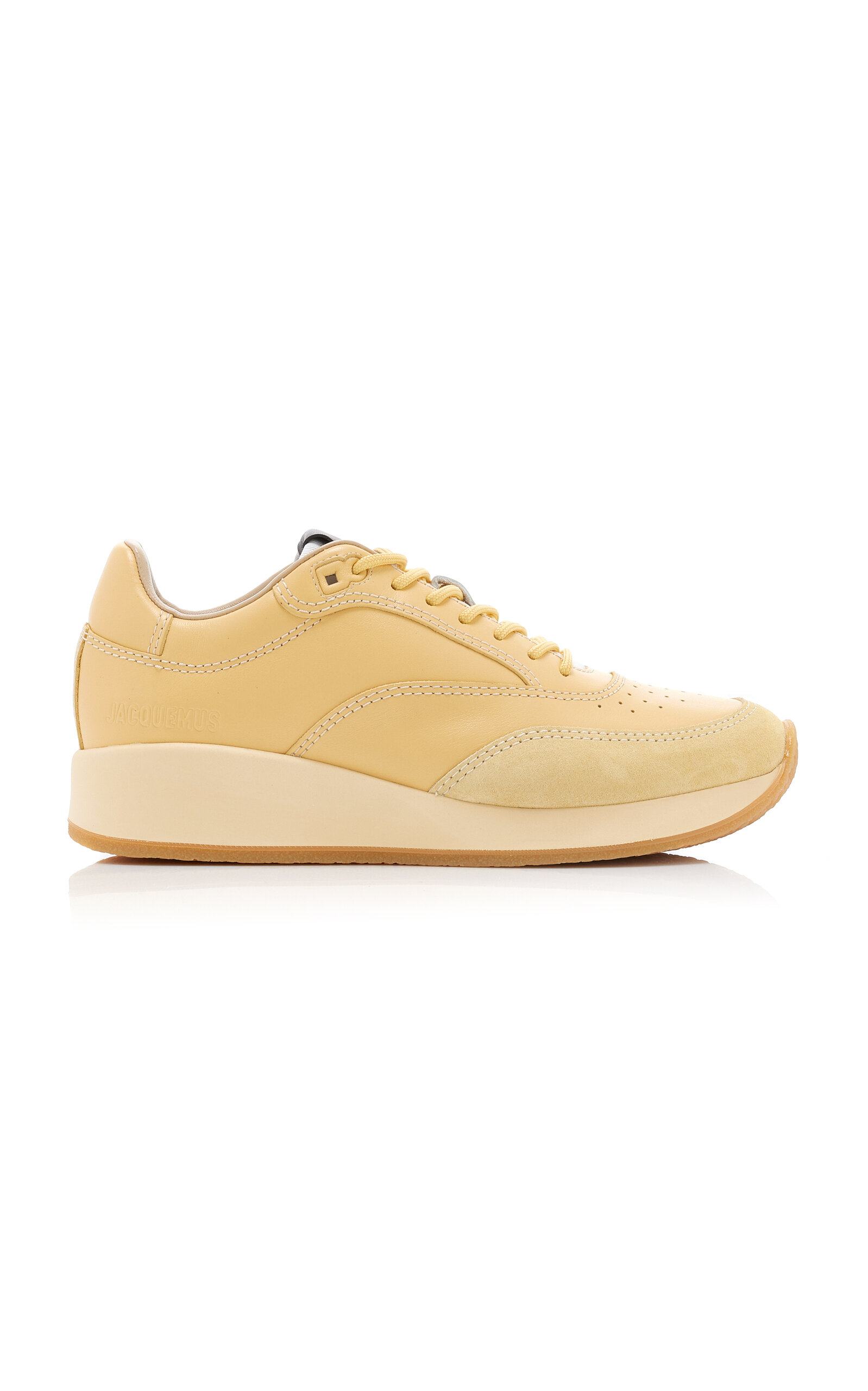 Shop Jacquemus La Daddy Leather Sneakers In Yellow