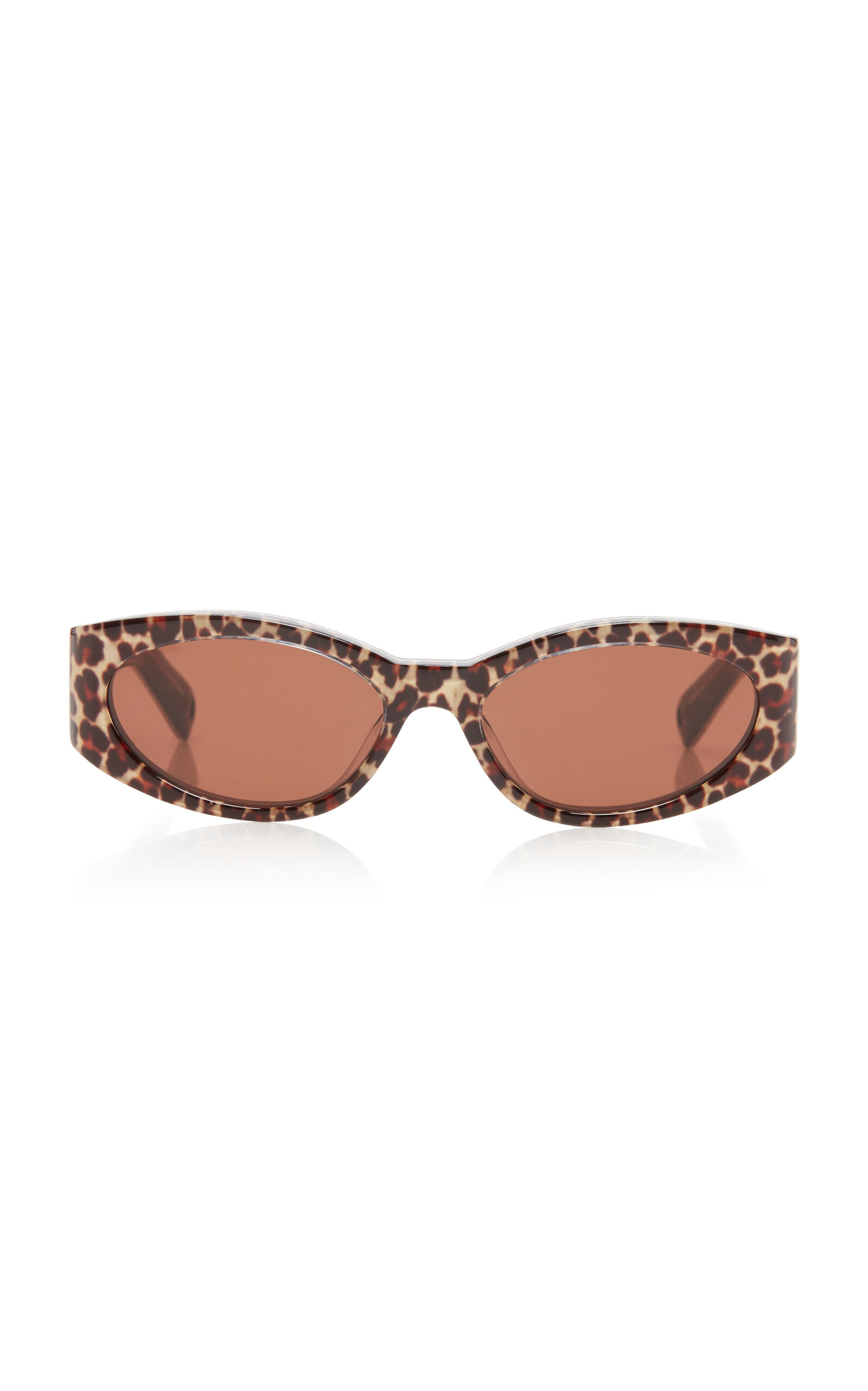 Shop Jacquemus Oval-frame Acetate Sunglasses In Animal