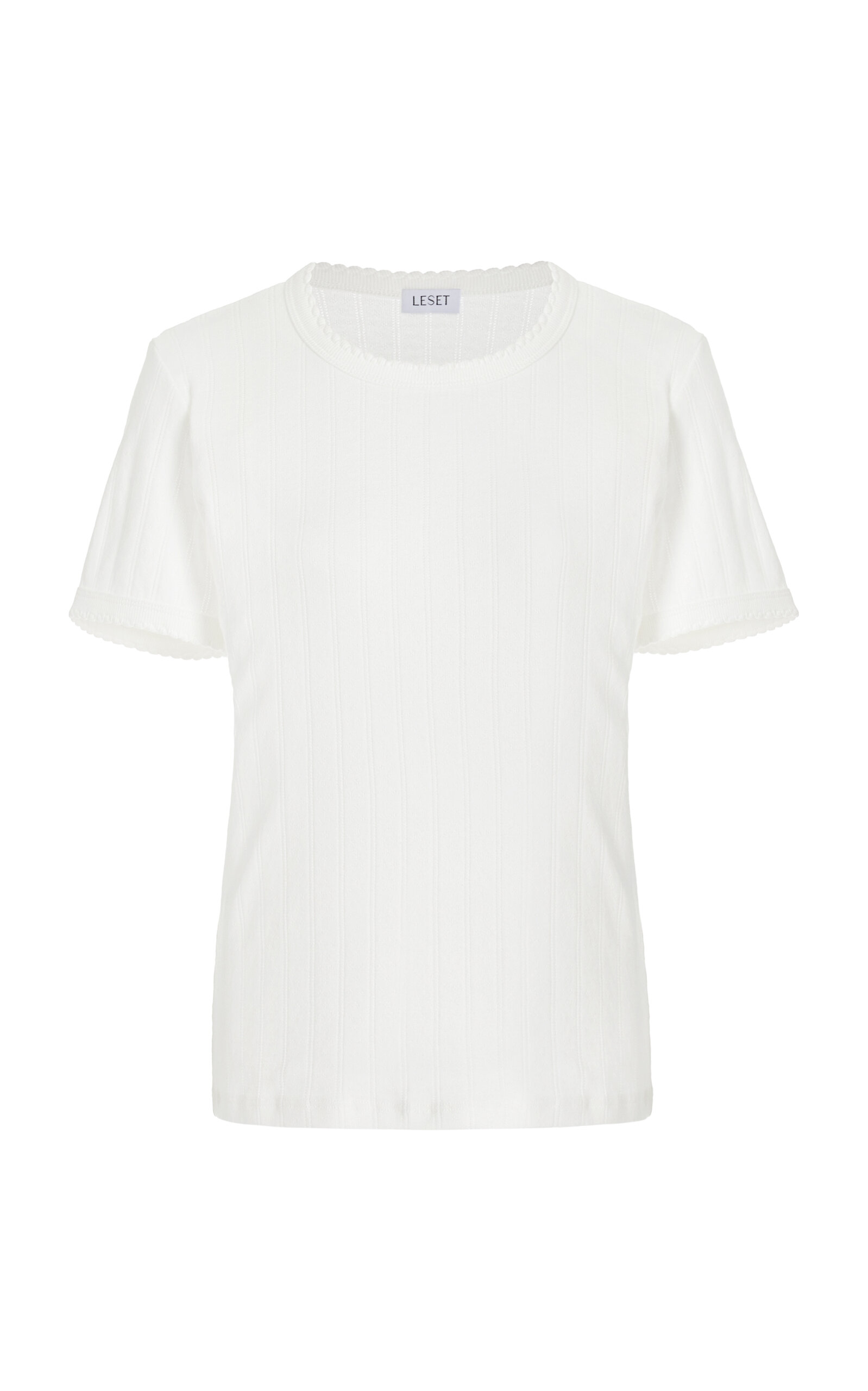 Leset Pointelle-Knit Cotton T-Shirt