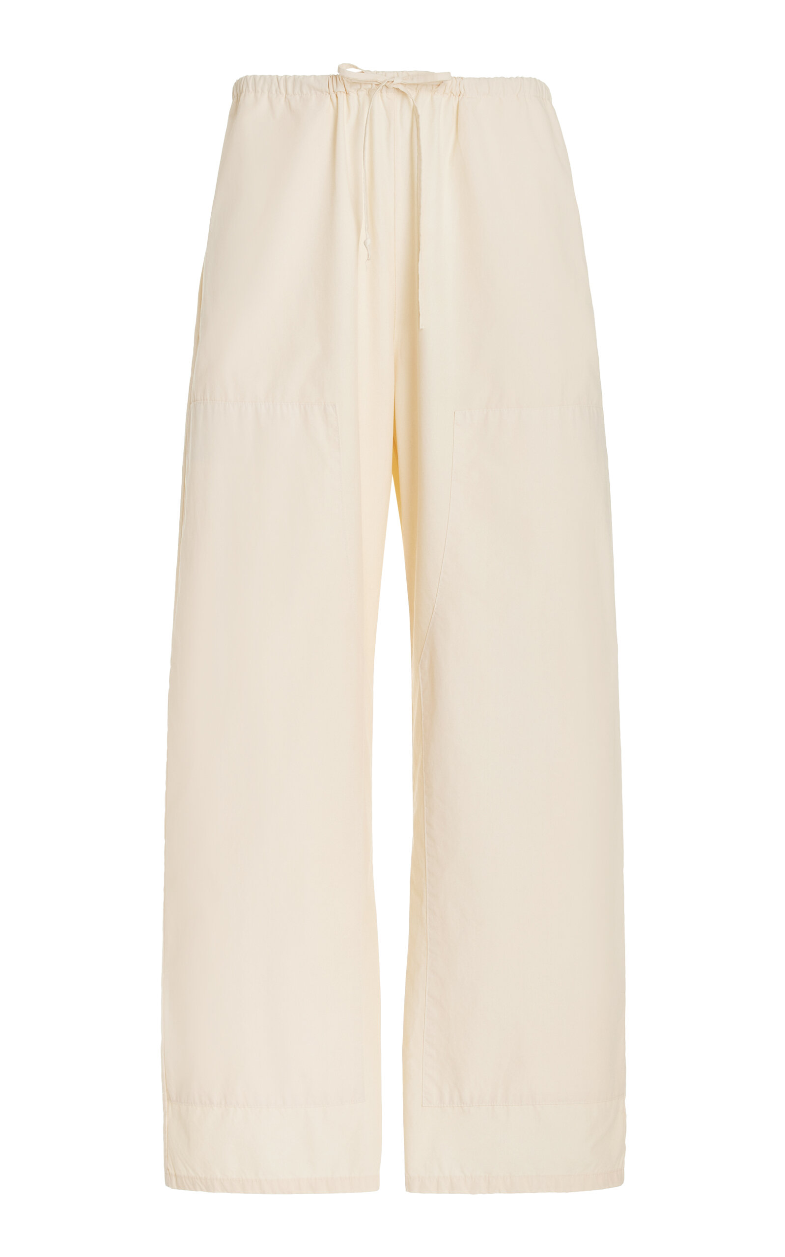 Shop Leset Kyoto Drawstring Cotton Wide-leg Pants In White