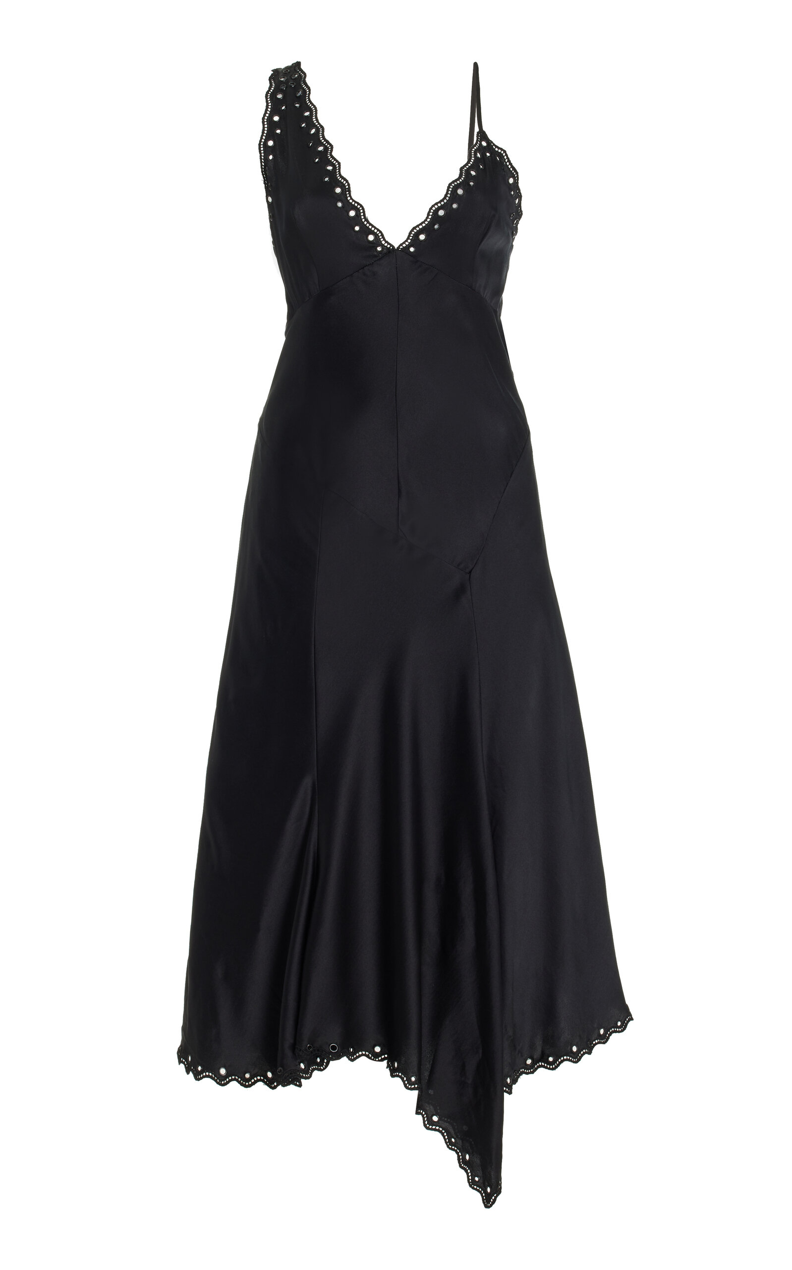 Isabel Marant Ayrich Embellished Asymmetric Sleeveless Midi Slip Dress In Black