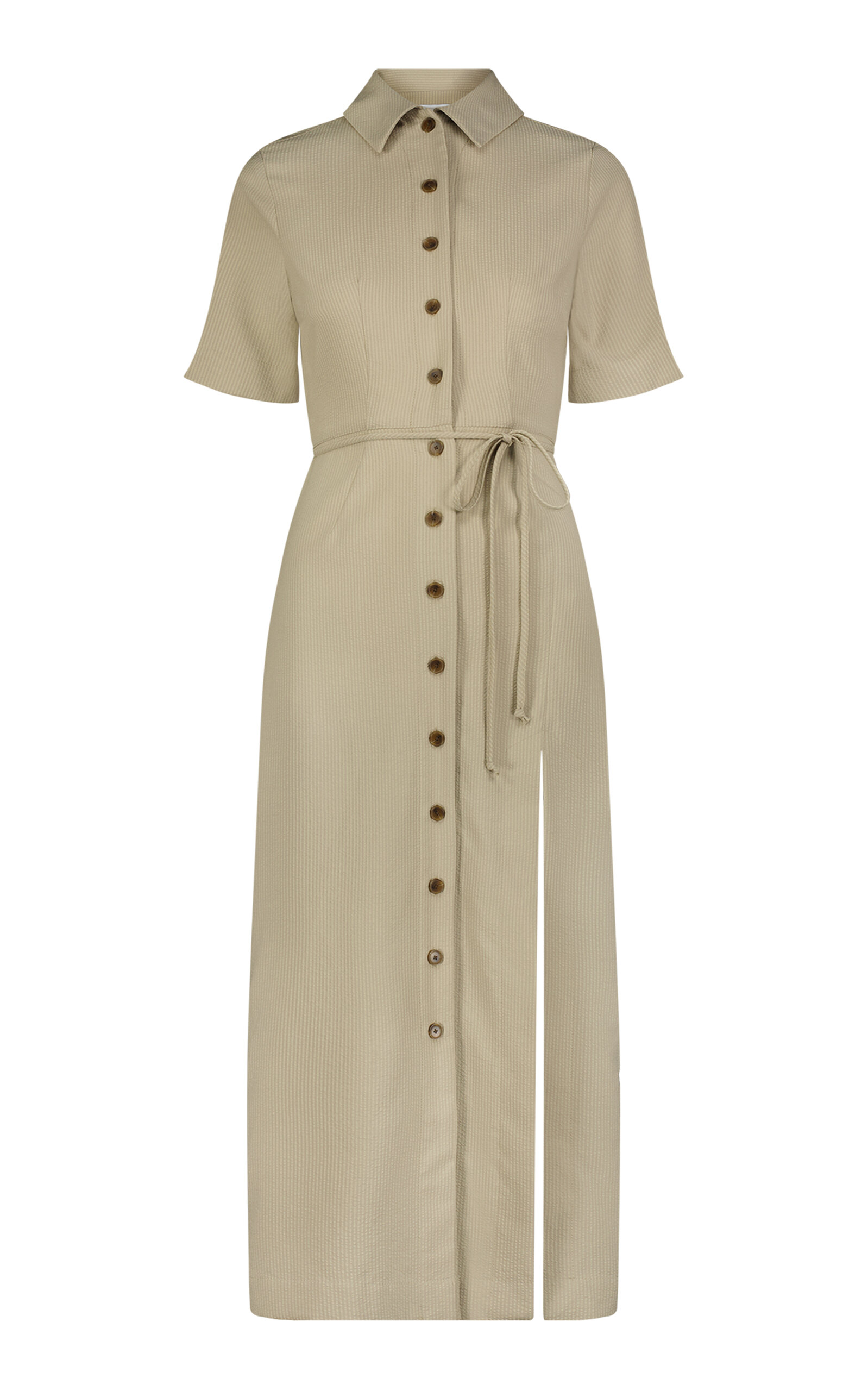 Shop Matthew Bruch Button-up Midi Shirt Dress In Ivory