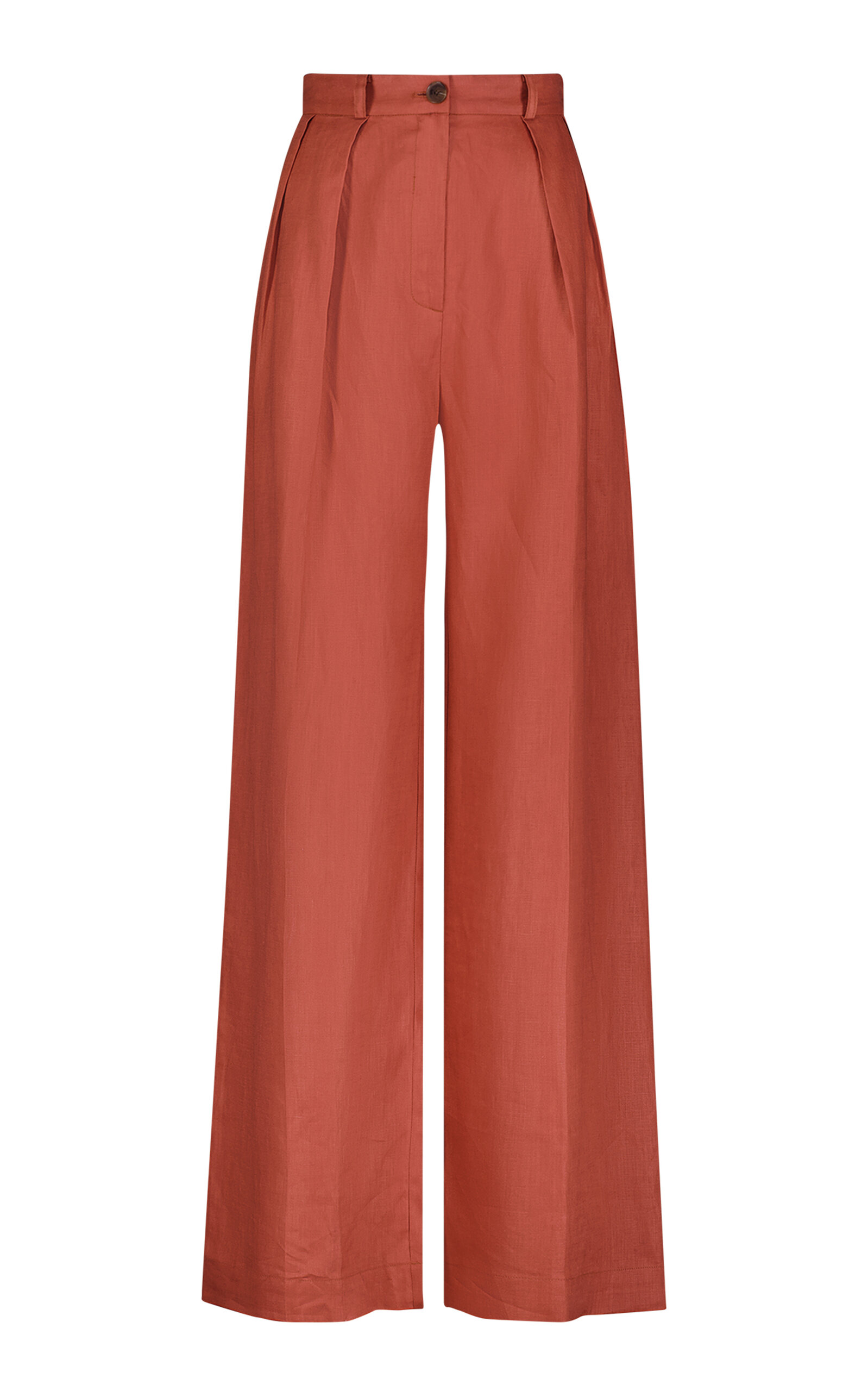 Matthew Bruch High-waisted Linen Wide-leg Pants In Orange