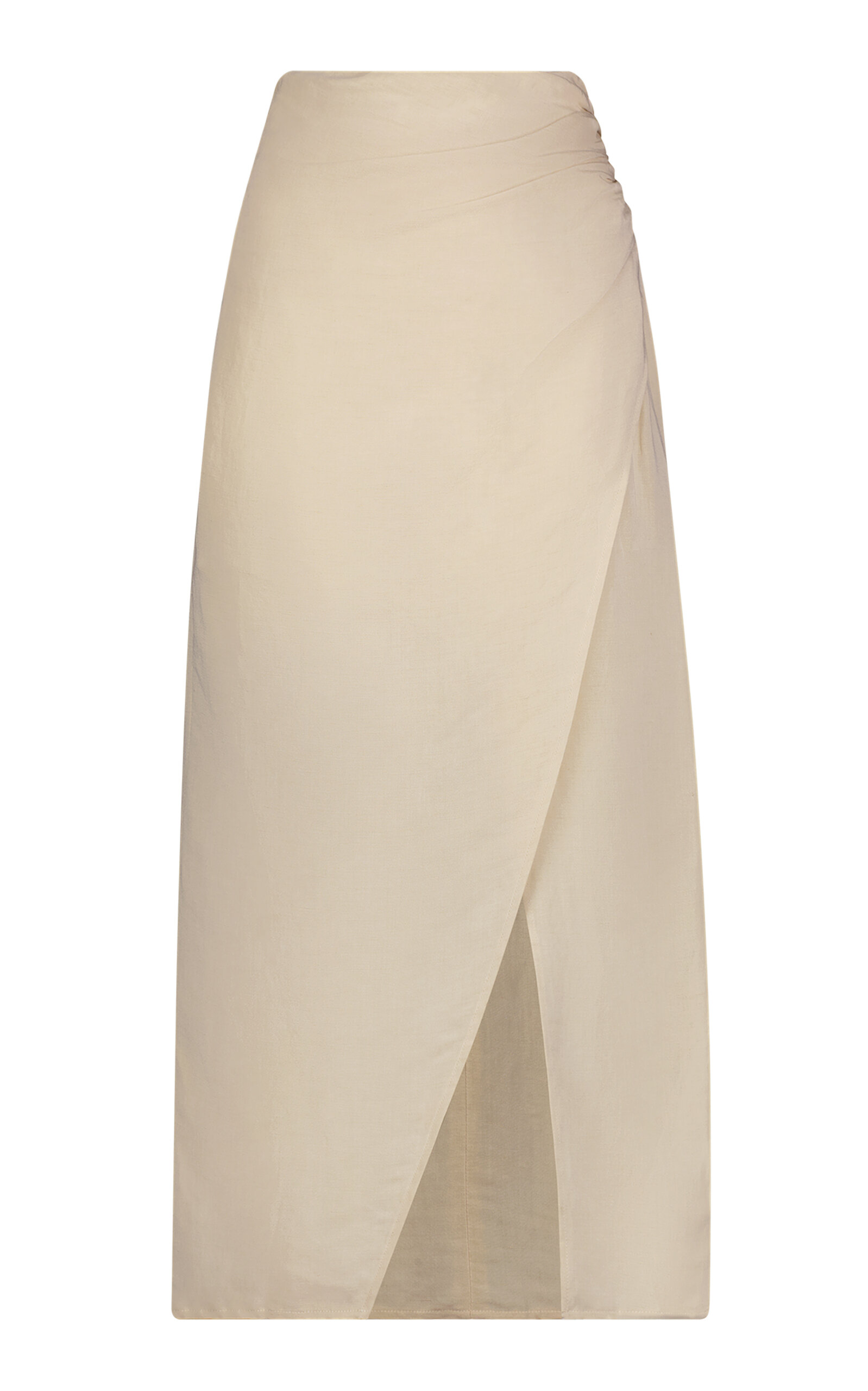 Wrapped Linen-Blend Midi Skirt
