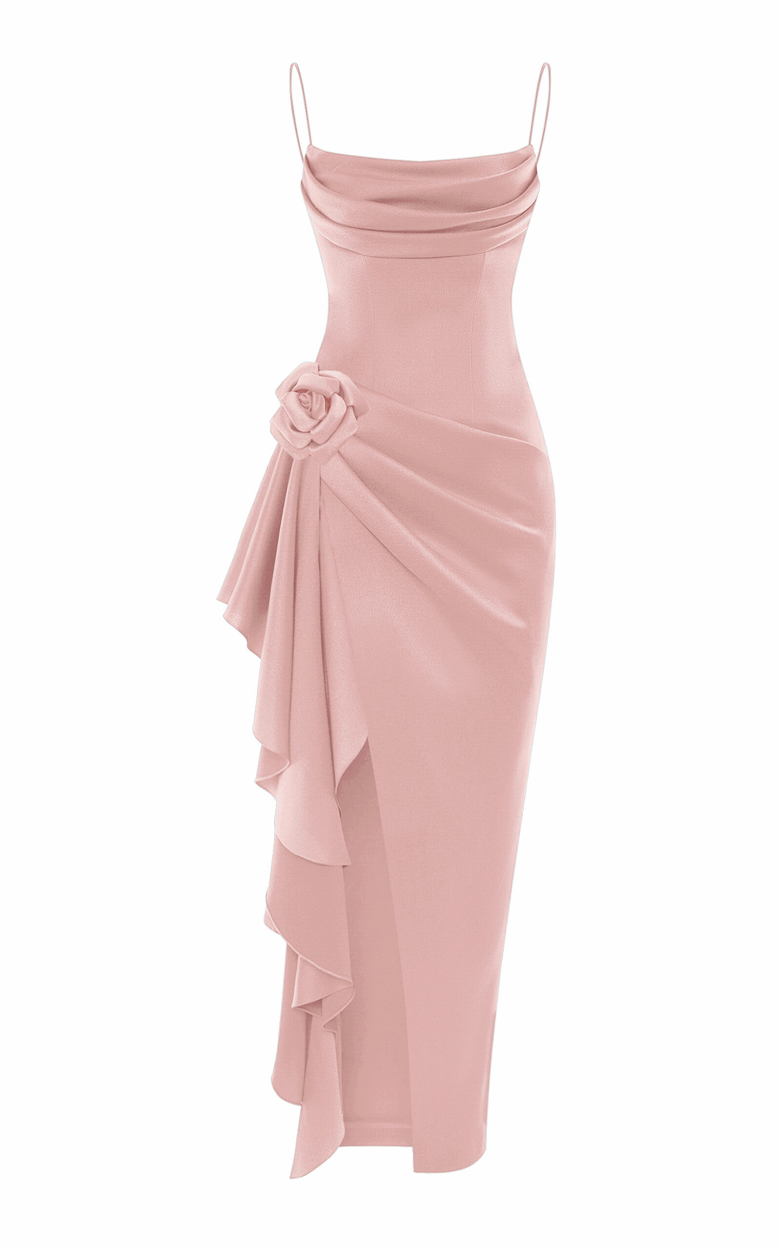 Rasario Floral-appliquéd Ruffled Midi Dress In Pink