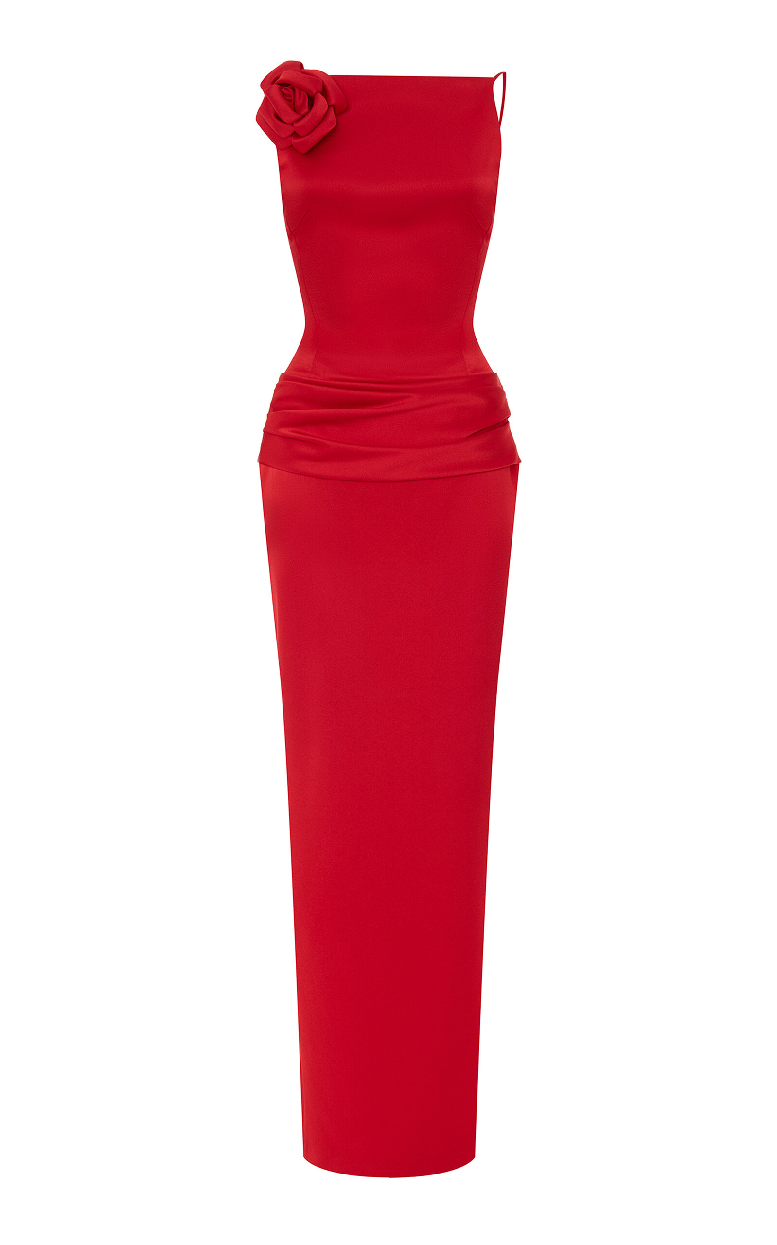 Rasario Floral-appliquéd Open Back Maxi Dress In Red