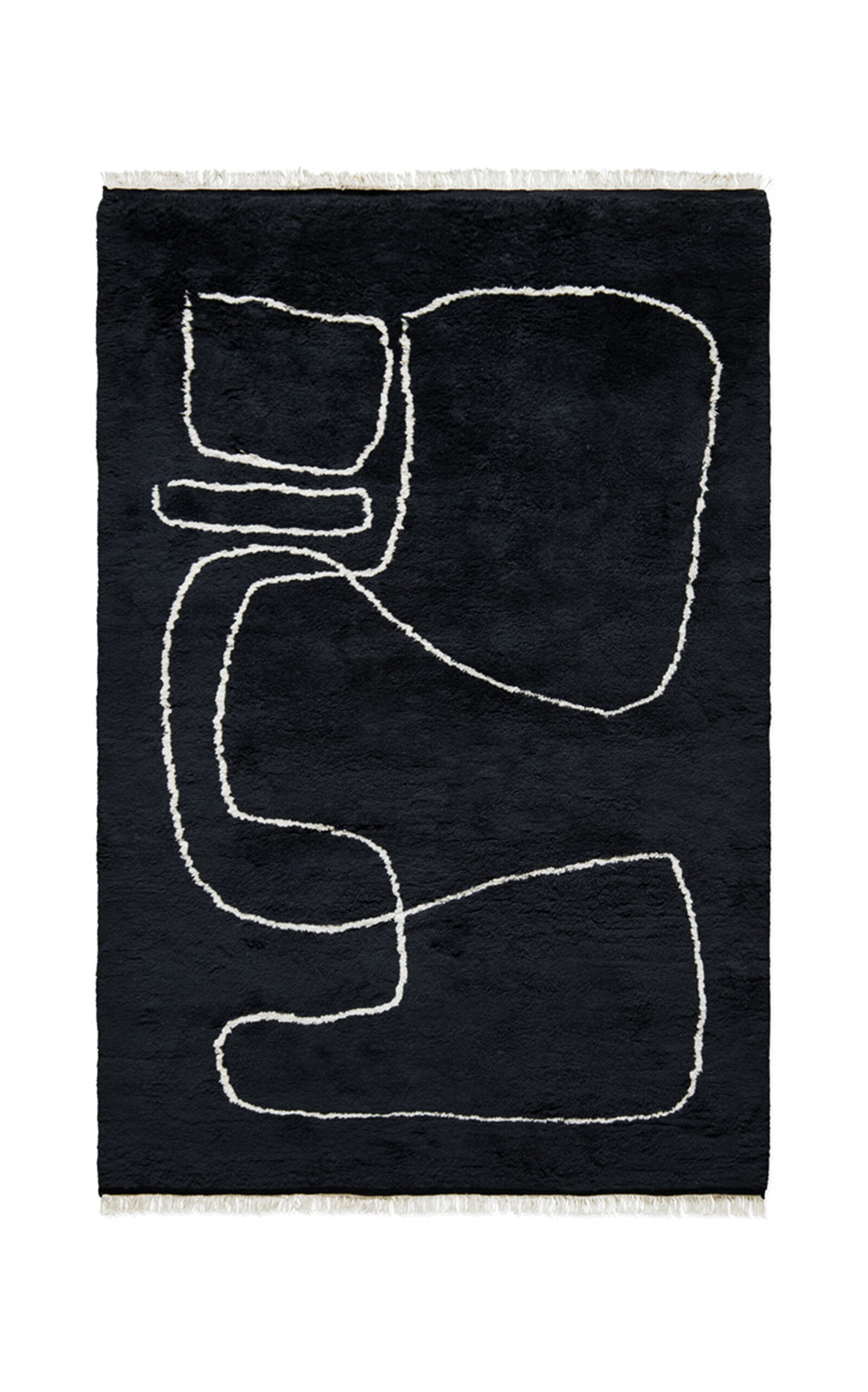 Nordic Knots Connection Shaggy Area Rug; Size 6' X 9' In Black